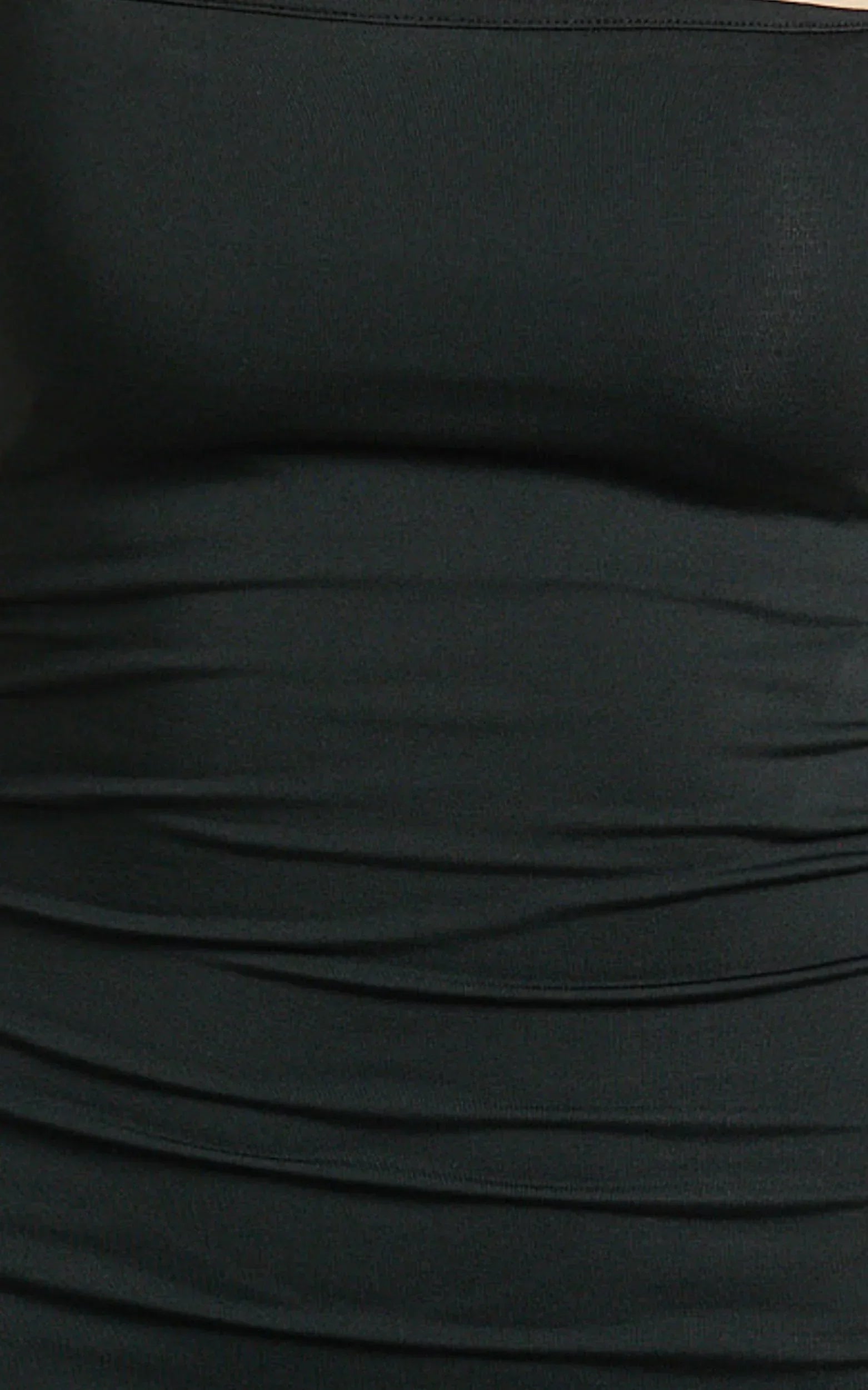 Edna Maxi Dress - Straight Neck A Line Maxi Dress in Black