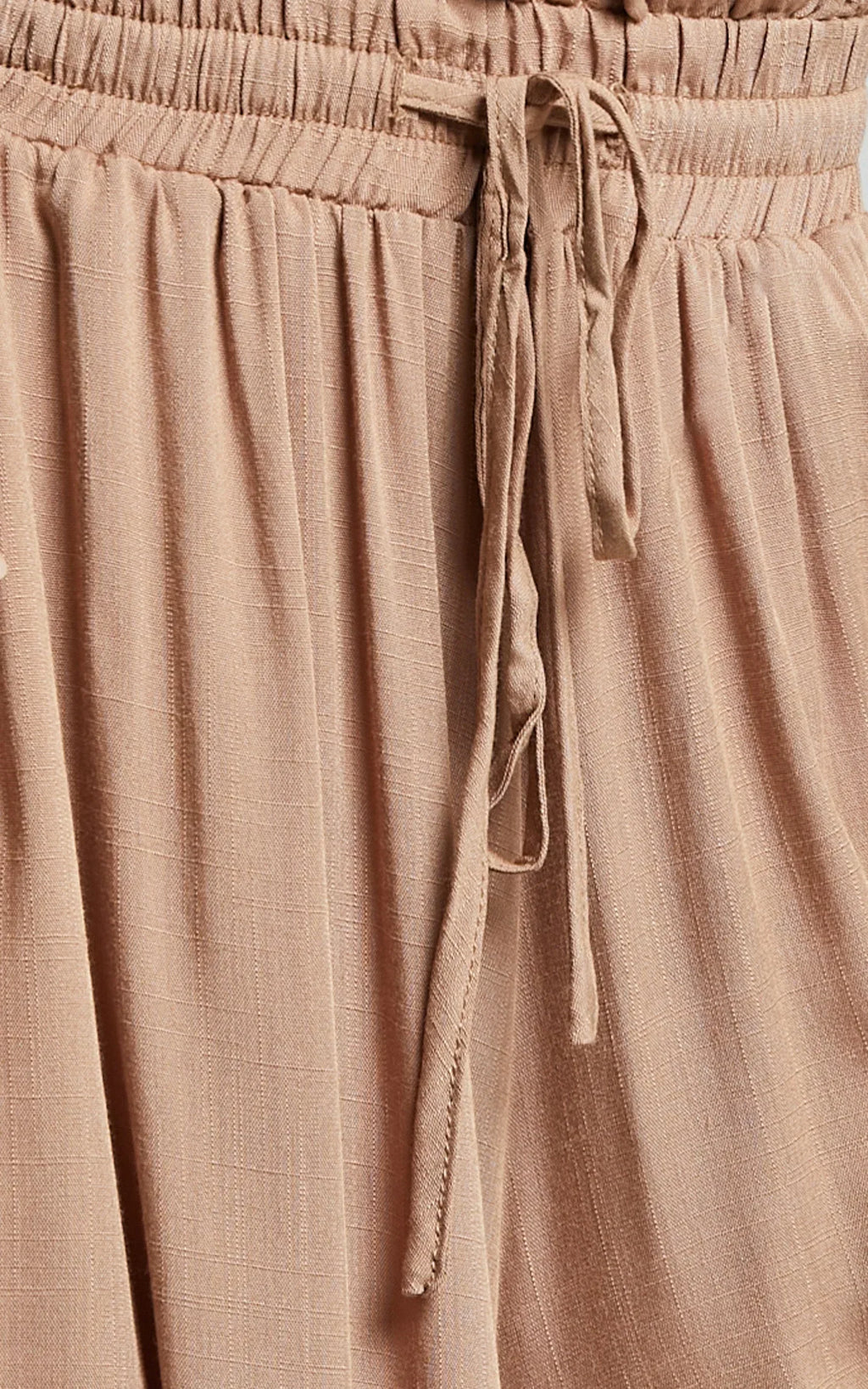 Hany Pants - High Waist Drawstring Wide Leg Pants in Latte