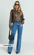 Ebony Jeans - Mid Rise Wide Leg Recycled Denim Jeans in Dark Blue Wash