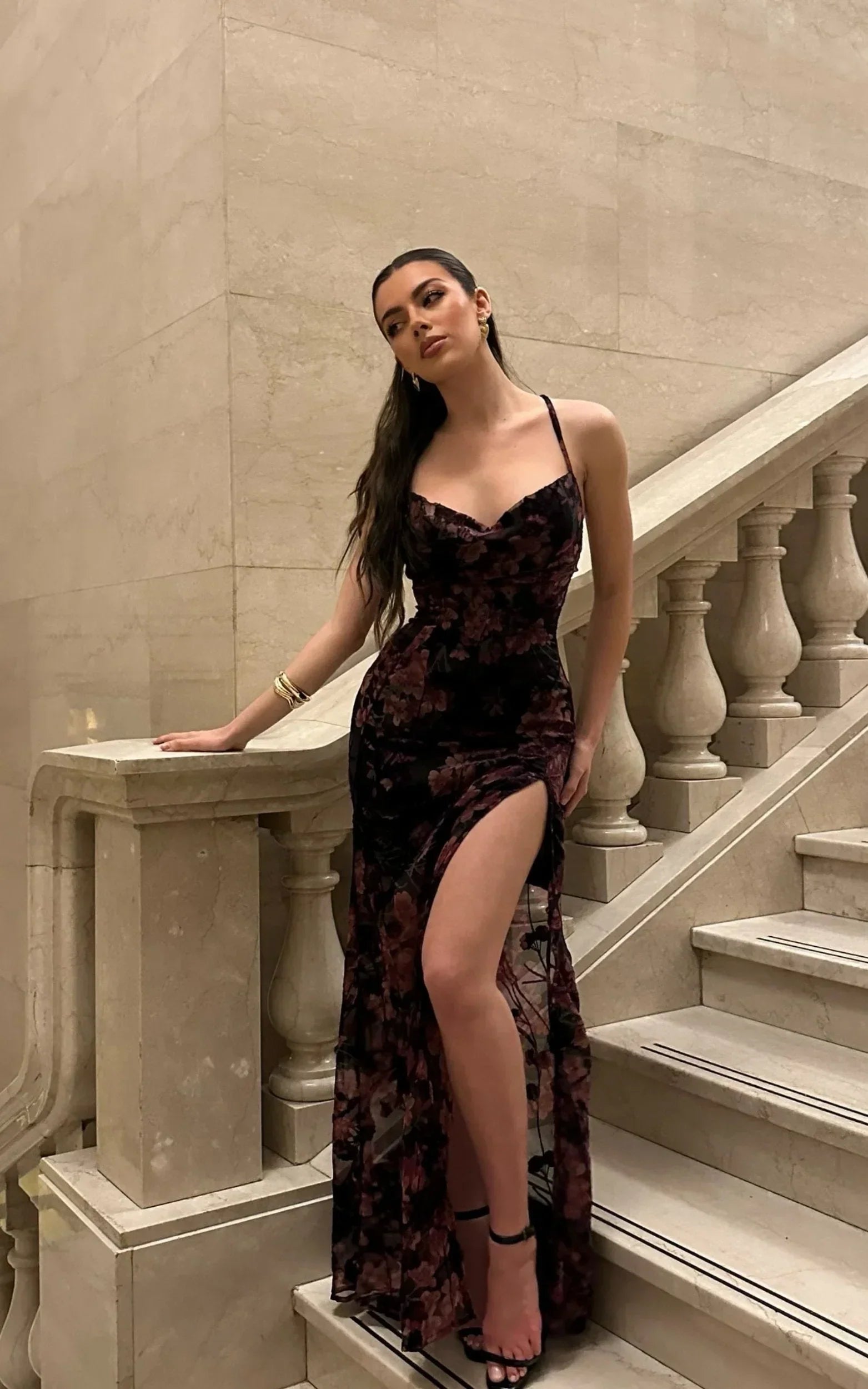 Aletta Maxi Dress - Cowl Cross Back Dress in Aletta Burn Out Floral