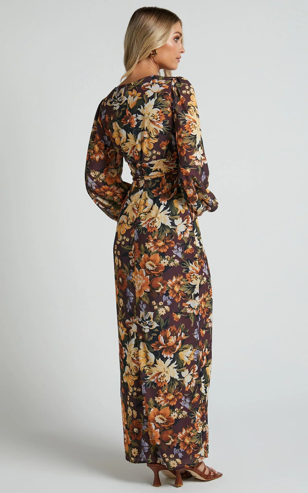Lorelei Maxi Dress - V Neck Balloon Sleeve Dress in Indulgent Bloom