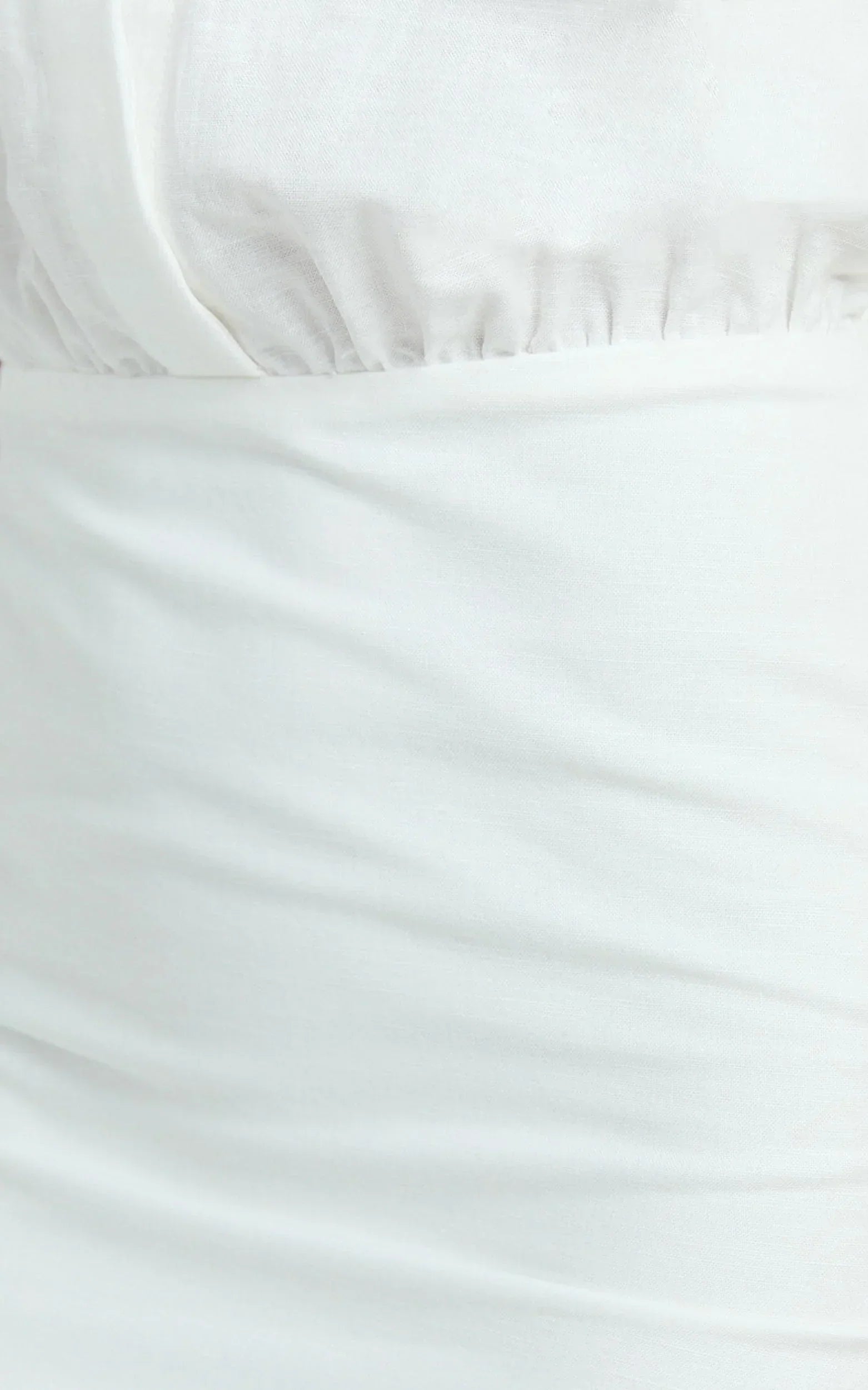 Muriel Mini Dress - Blouson Linen Blend Shirt Dress in Off White