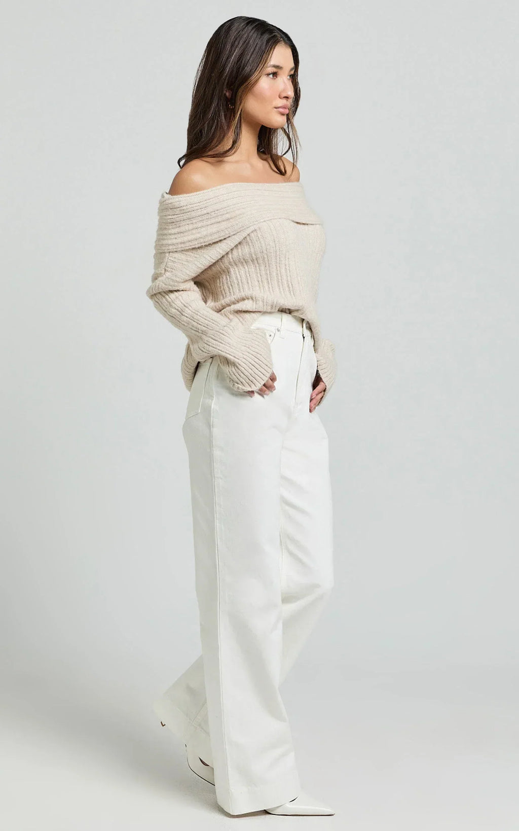 Dexter Jeans - High Waisted Straight Leg Denim Jeans in Ecru