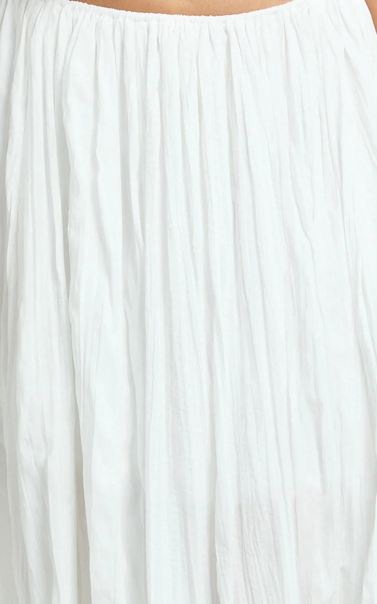 Heidi Maxi Skirt - Elastic Waist Side Split Skirt in White