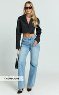 Darcie Jeans - Baggy Recycled Denim Jeans in Mid Blue Wash