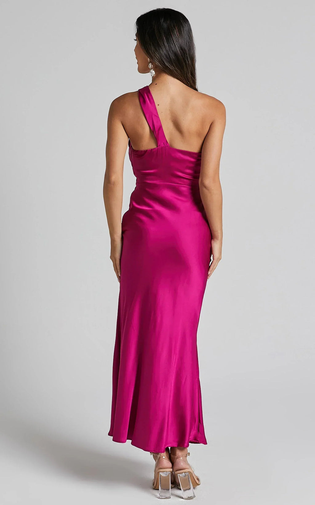 Carmella Midi Dress - One Shoulder Twist Detail Dress in Grape