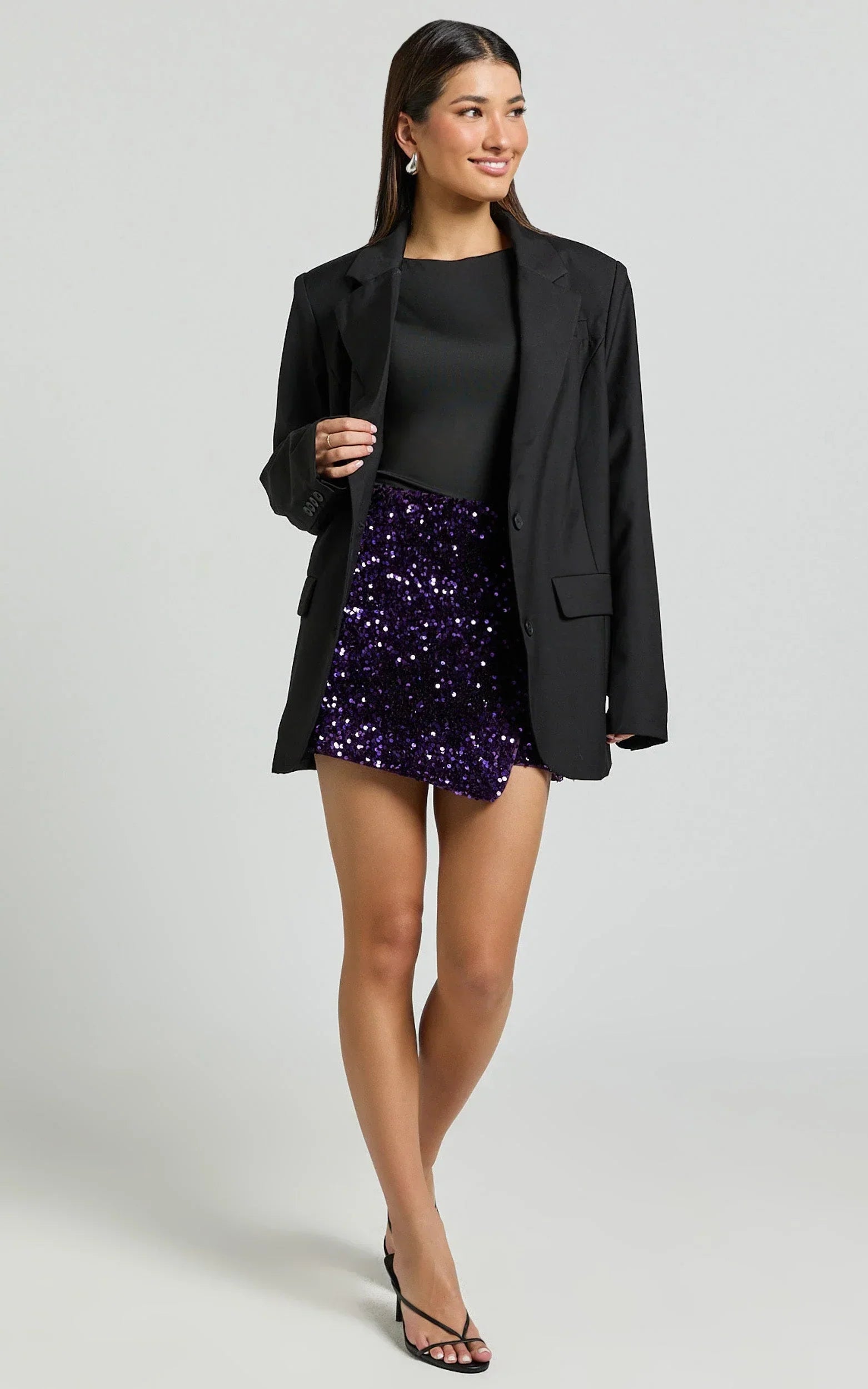 Gabriella Skort - Wrap Front Sequin Skort in Purple