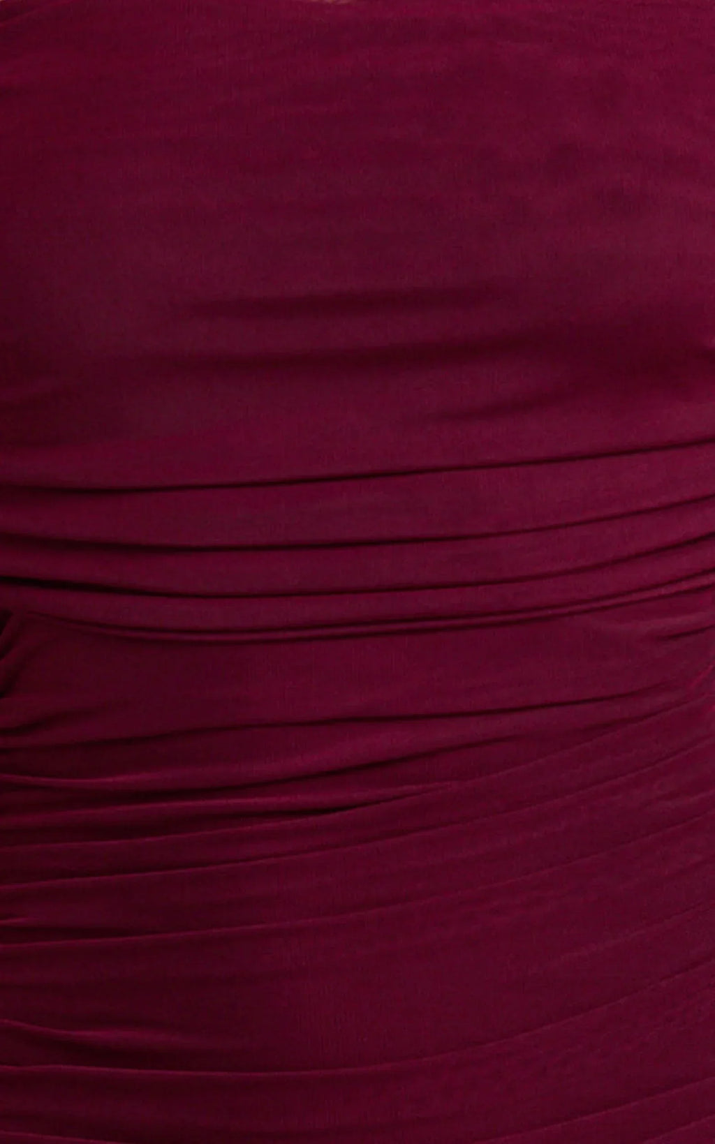 Caterina Maxi - Ruched Off Shoulder Mesh Dress in Wine