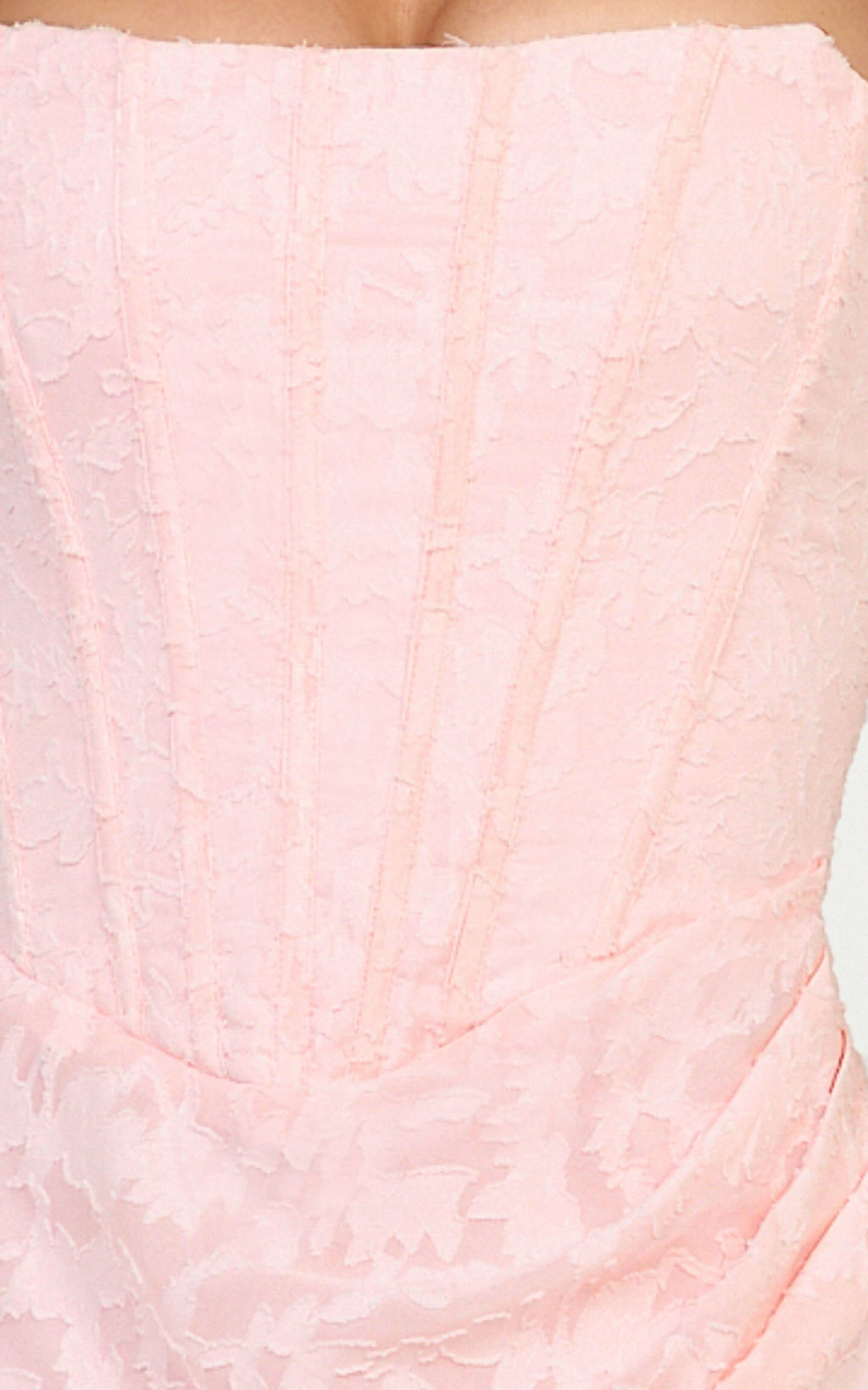 Rachel Mini Dress - Strapless Corset Bodice Draped Skirt Dress in Light Pink