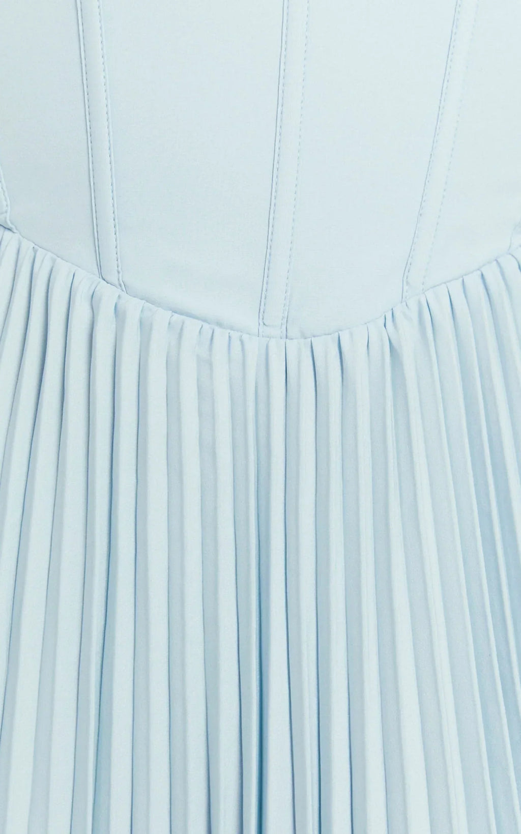 Loretta Midi Dress - Lace Up Back Bustier Pleated Dress in Light Blue