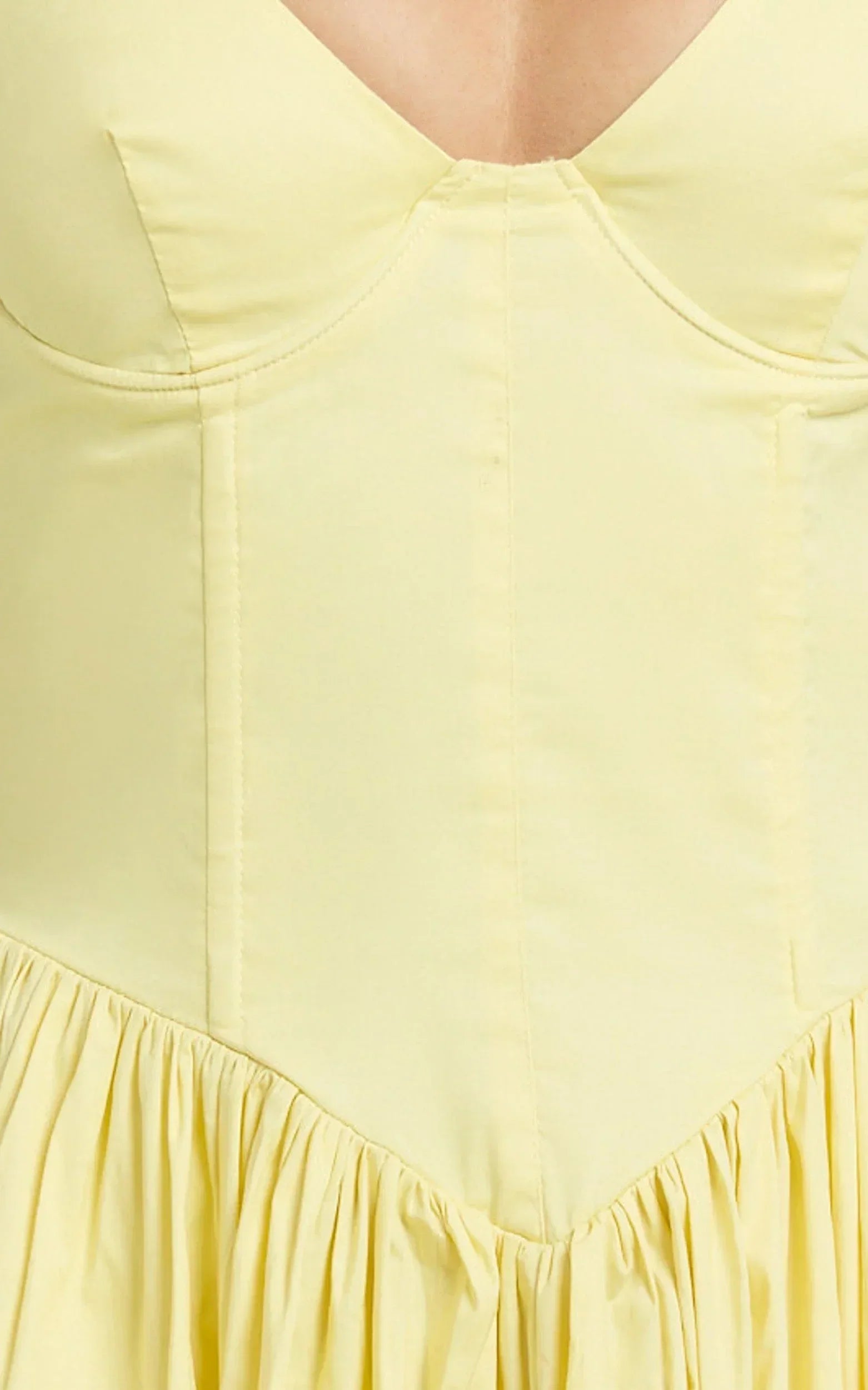Beckett Midi Dress - Scoop Neck Drop V Waist Gathered Skirt Dress in Butter Yellow