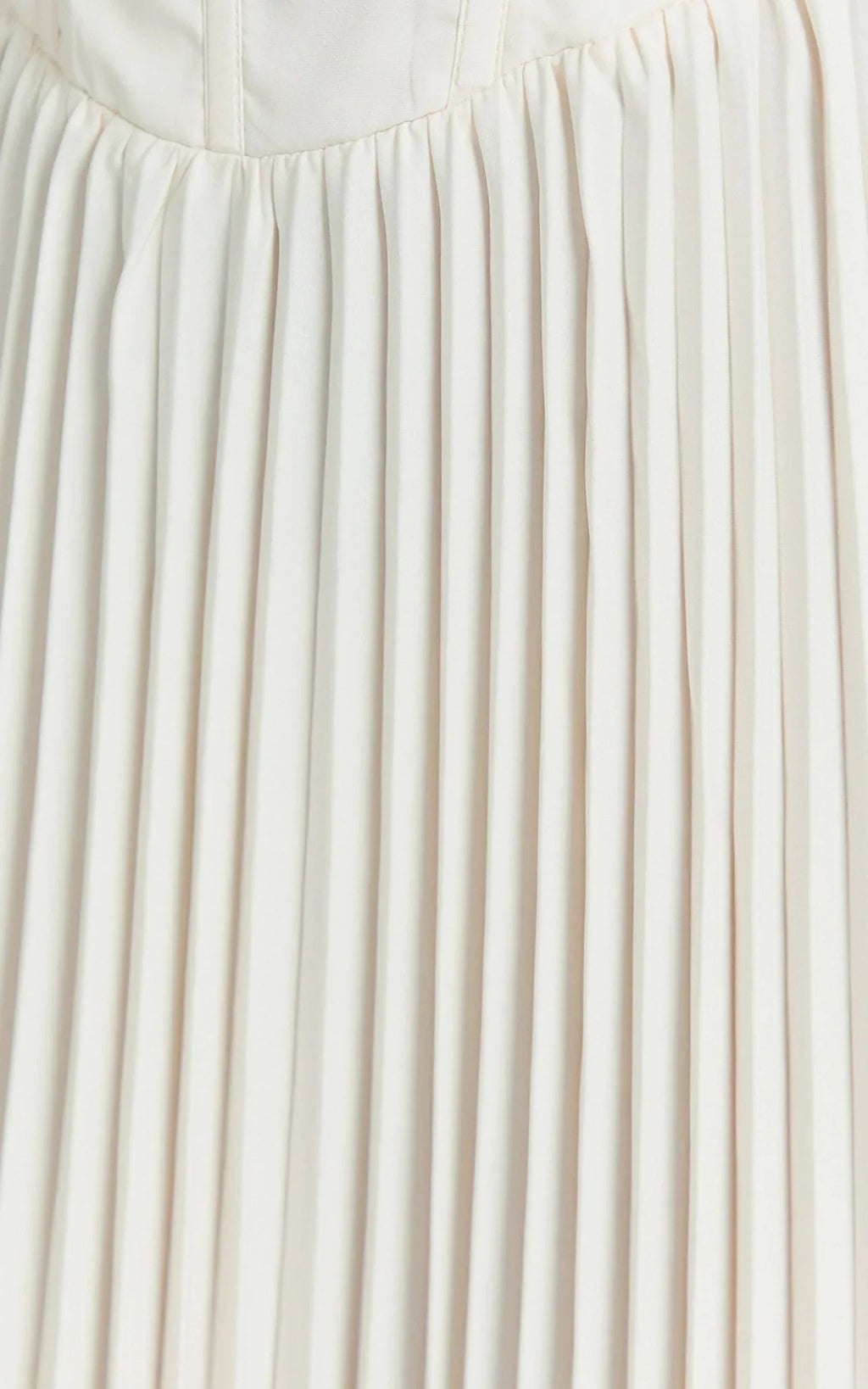 Loretta Midi Dress - Lace Up Back Bustier Pleated Dress in Cream
