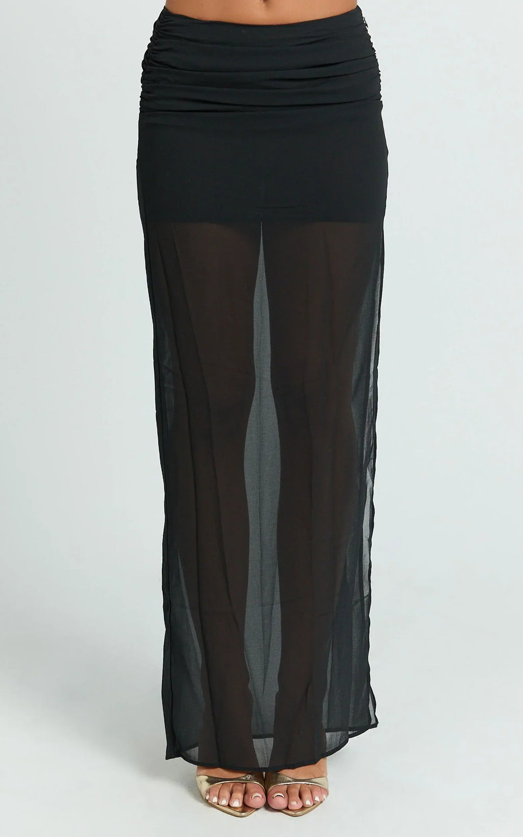 Ricki Maxi Skirt - Low Waist Fit And Flare Skirt in Black