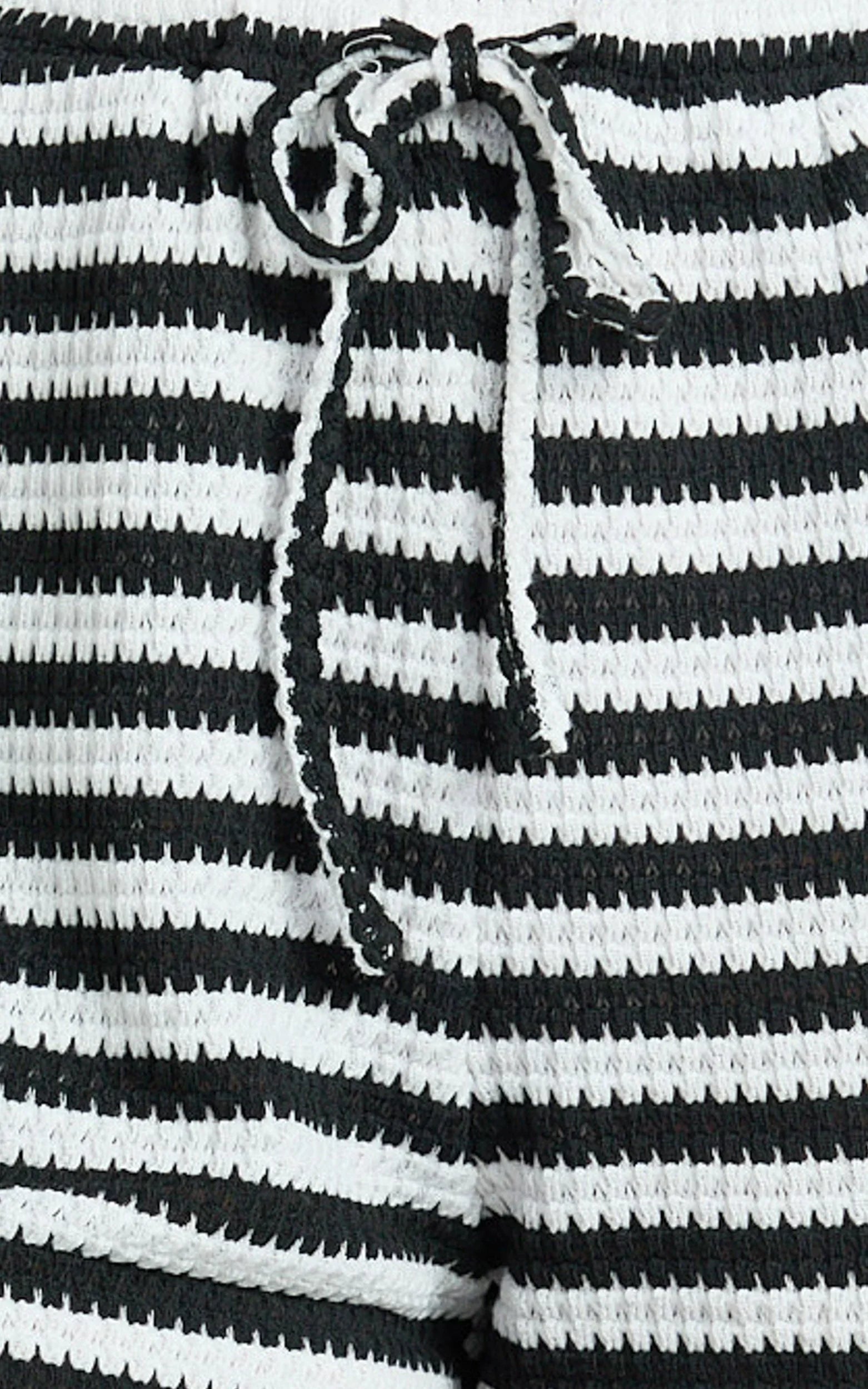 Brenda Short - Textured Stripe Short in White/Black Stripe