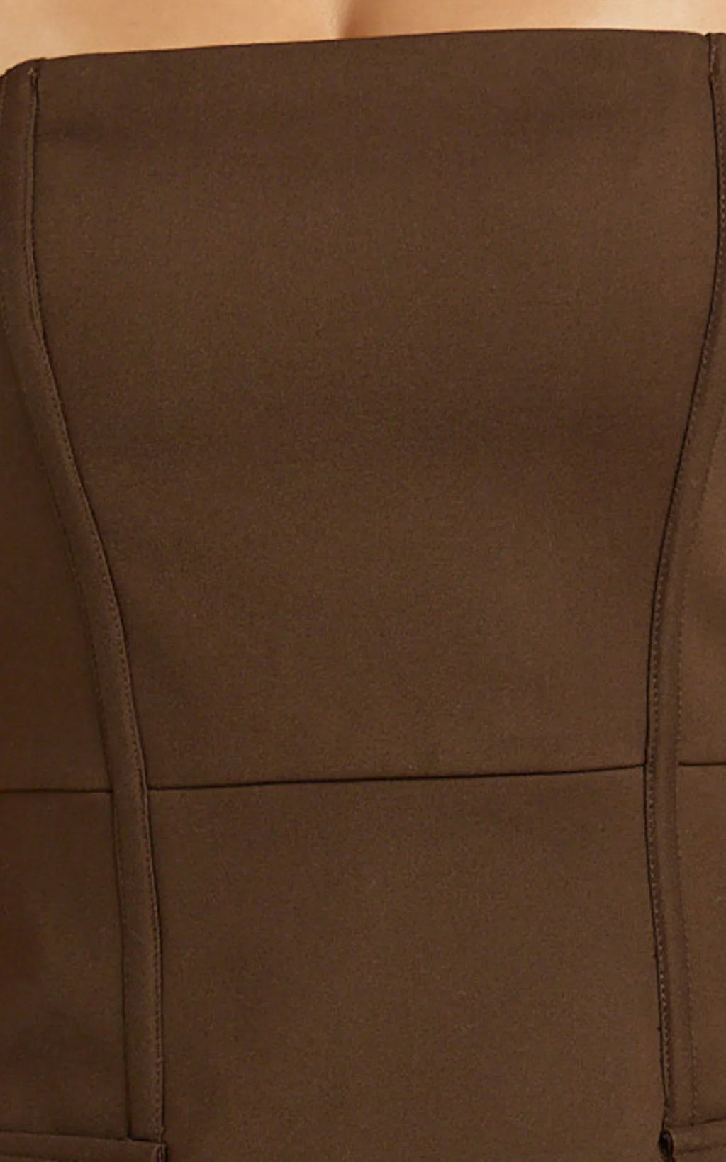 Octavia Mini Dress - Strapless A Line Wrap Skirt Dress in Chocolate