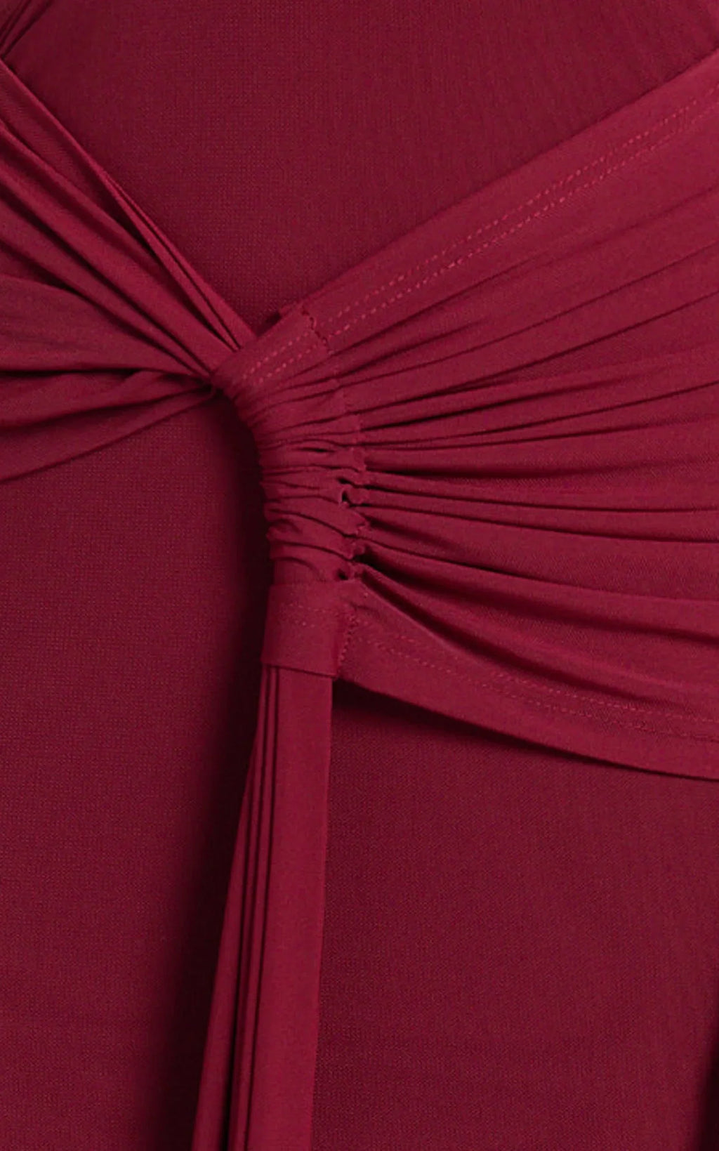 Mandy Midi Dress - Knot Detail Cut Out Mesh Dress in Wine
