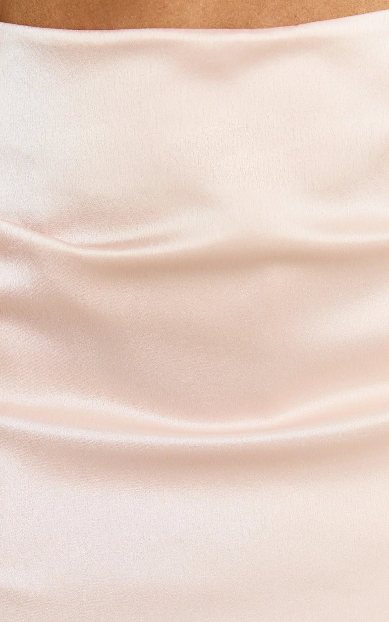 Rylah Mini Skirt - Bow Detail Satin Skirt in Pale Pink