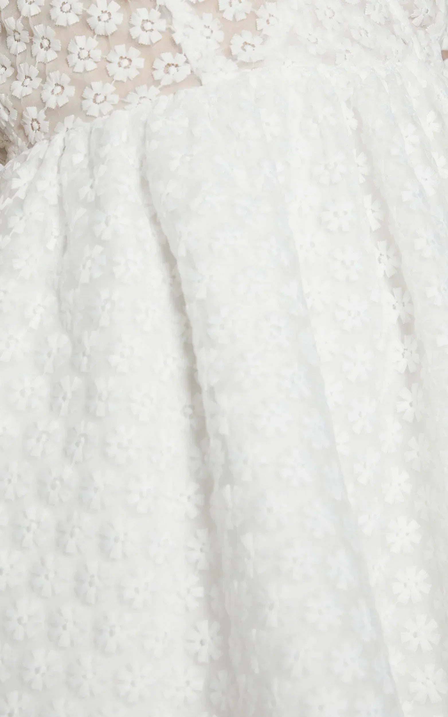 Freya Mini Dress - Puff Sleeve V Neck A Line Dress in White