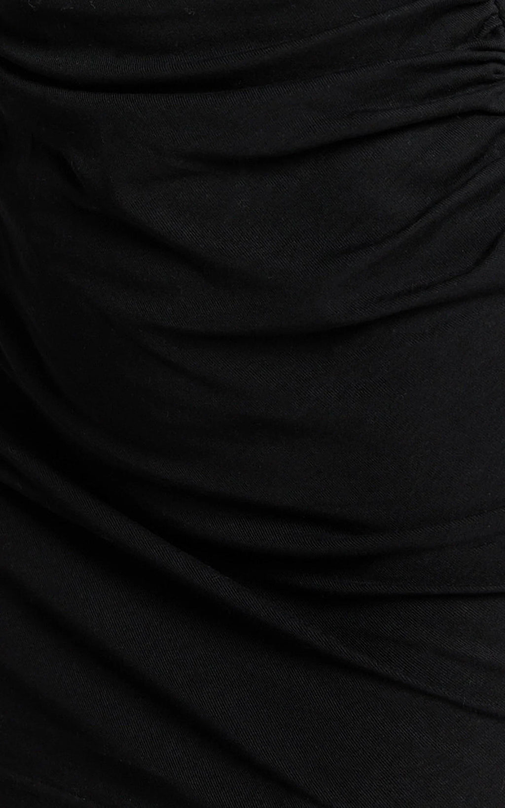 Brielle Mini Dress - Long Sleeve Ruched Bodycon Dress in Black