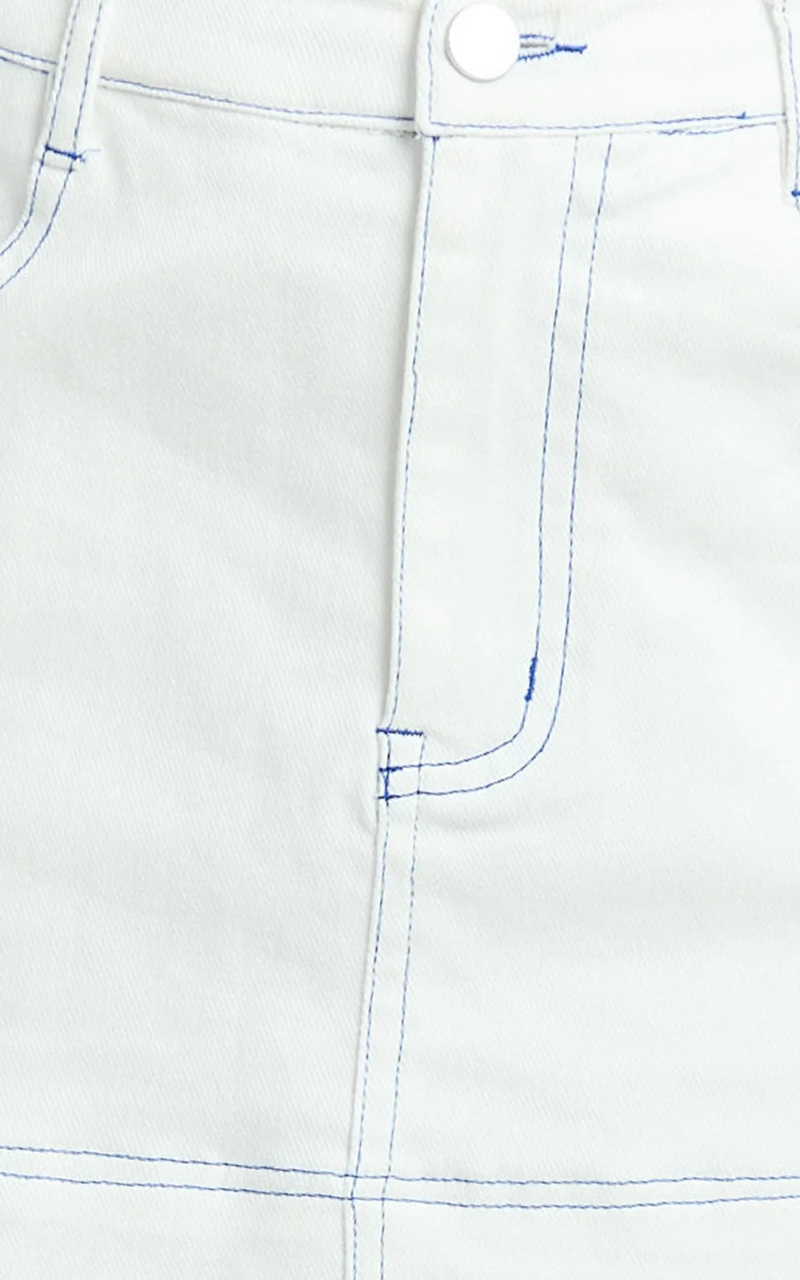 Richelle Skort - Mid Waisted Mini Skirt With Contrast Stitch Detail in Off White