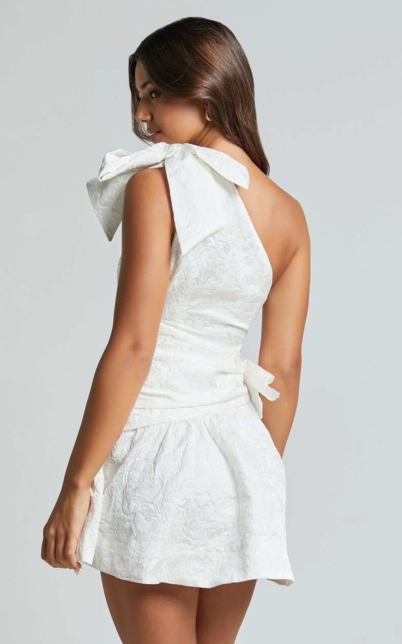 Mathilda Mini Dress - Cut Out Side Wrap Dress in White