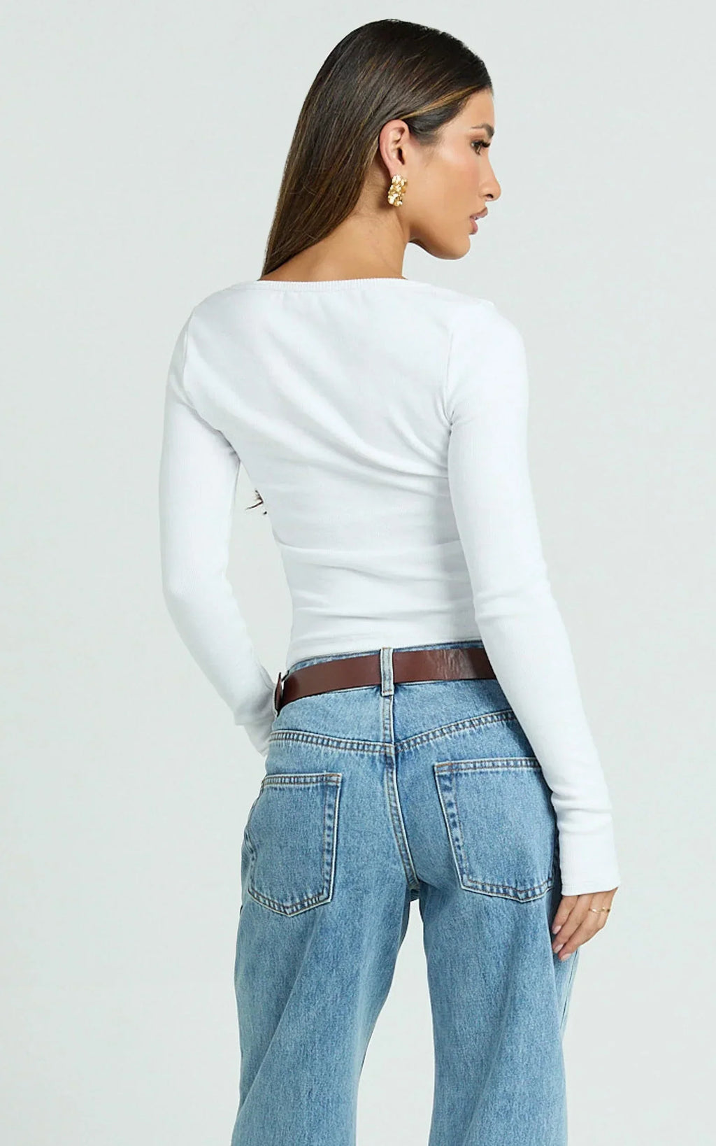 Acacia Top - Asymmetric Button Down Rib Top in White