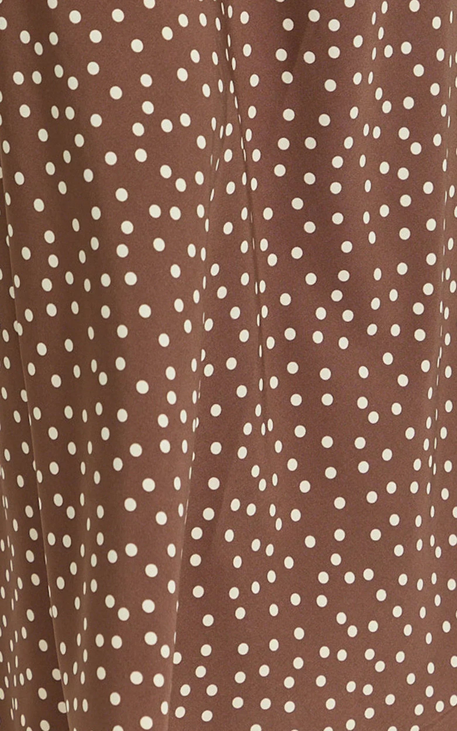 Ruby Maxi Skirt - High Waisted Bias Cut Skirt in Chocolate Polka Dot