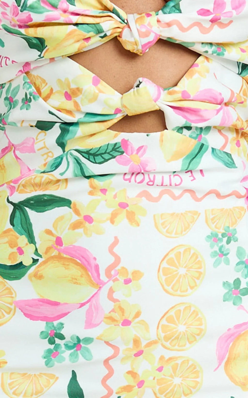 Janice Midi Dress - Knot Detail Front Split Dress in Le Citron