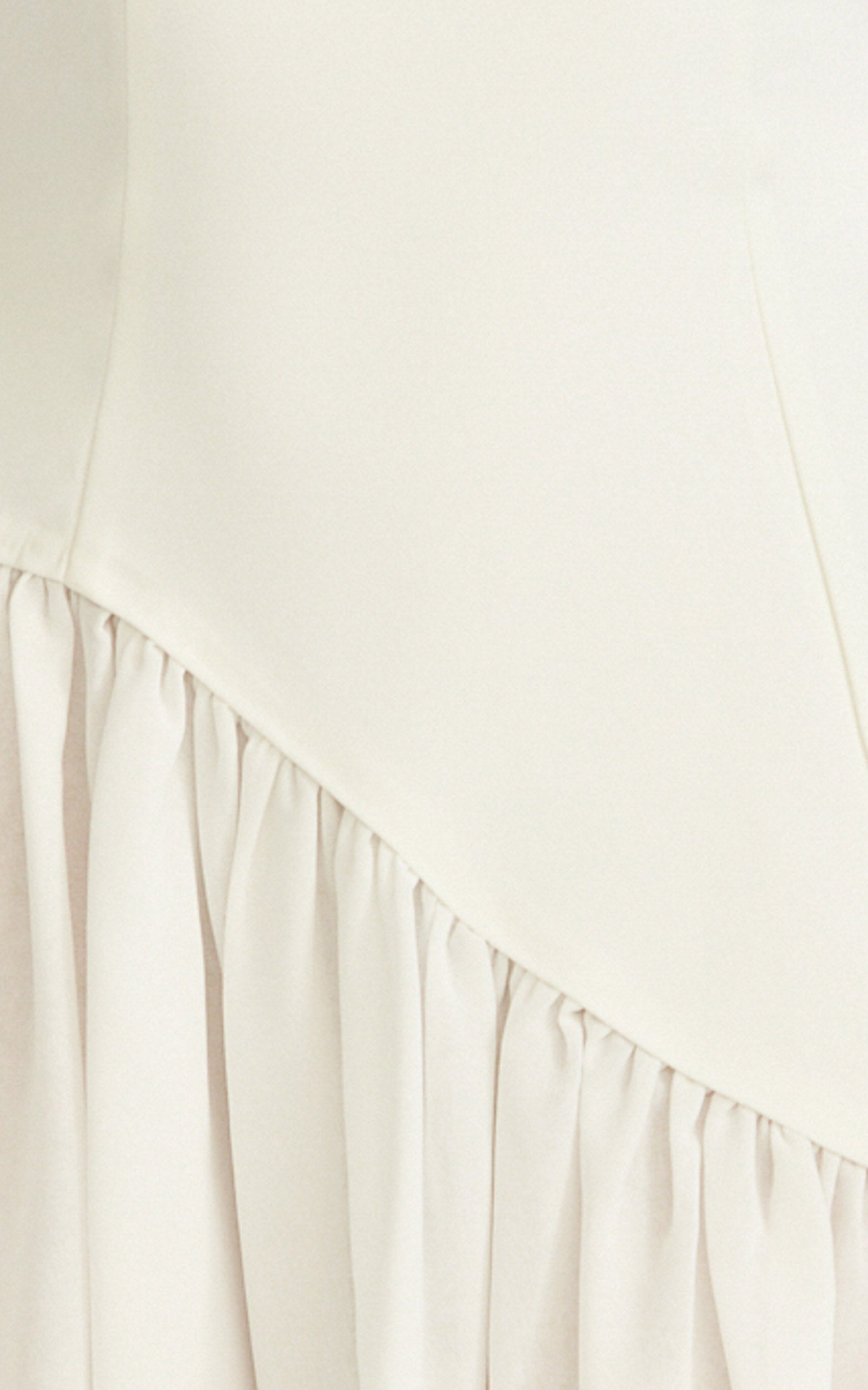 Calla Mini Dress - Strapless Gathered Asymmetric Dropped Waist Dress in White