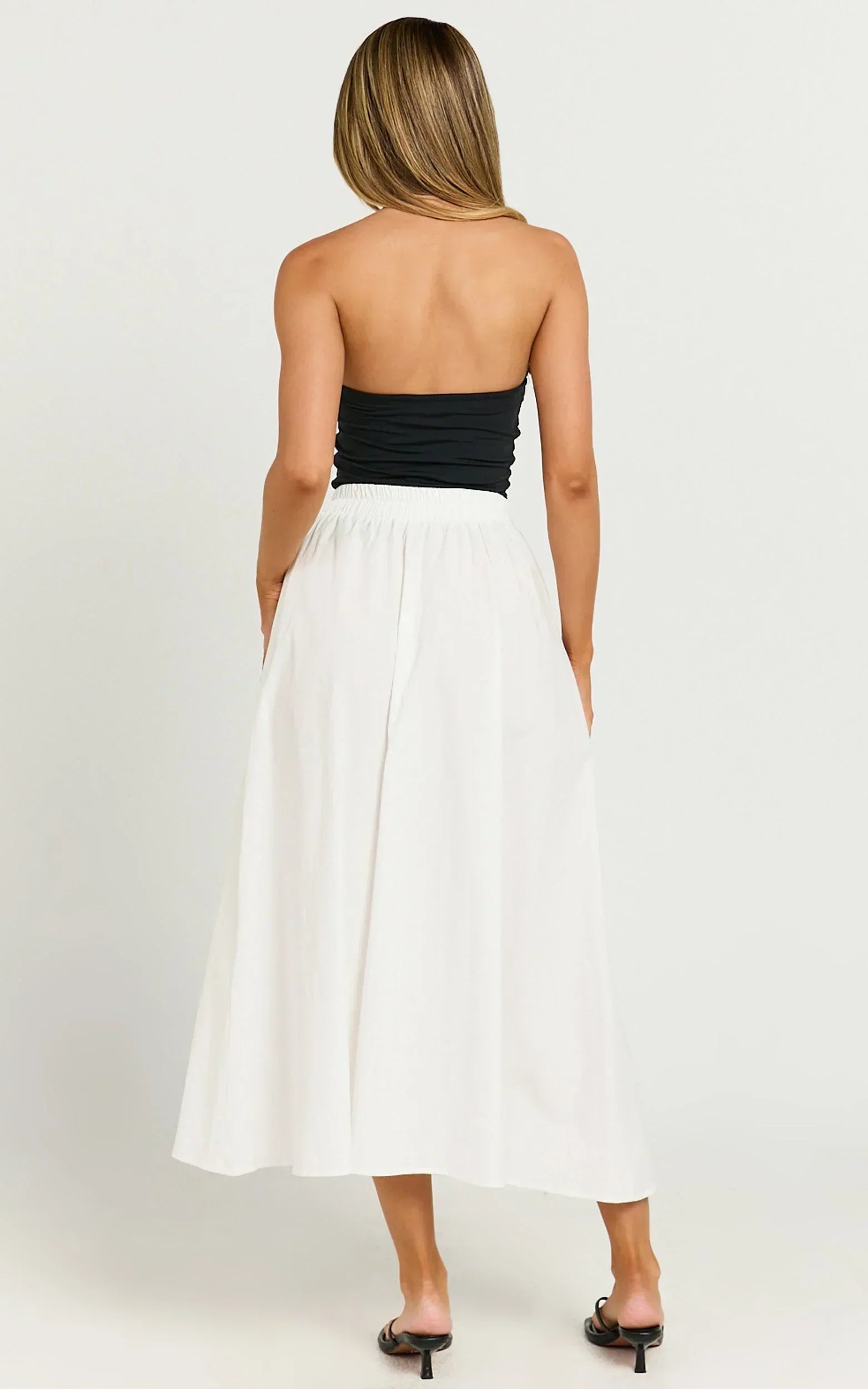 Annika Midi Skirt - Side Split A Line Skirt in Ivory
