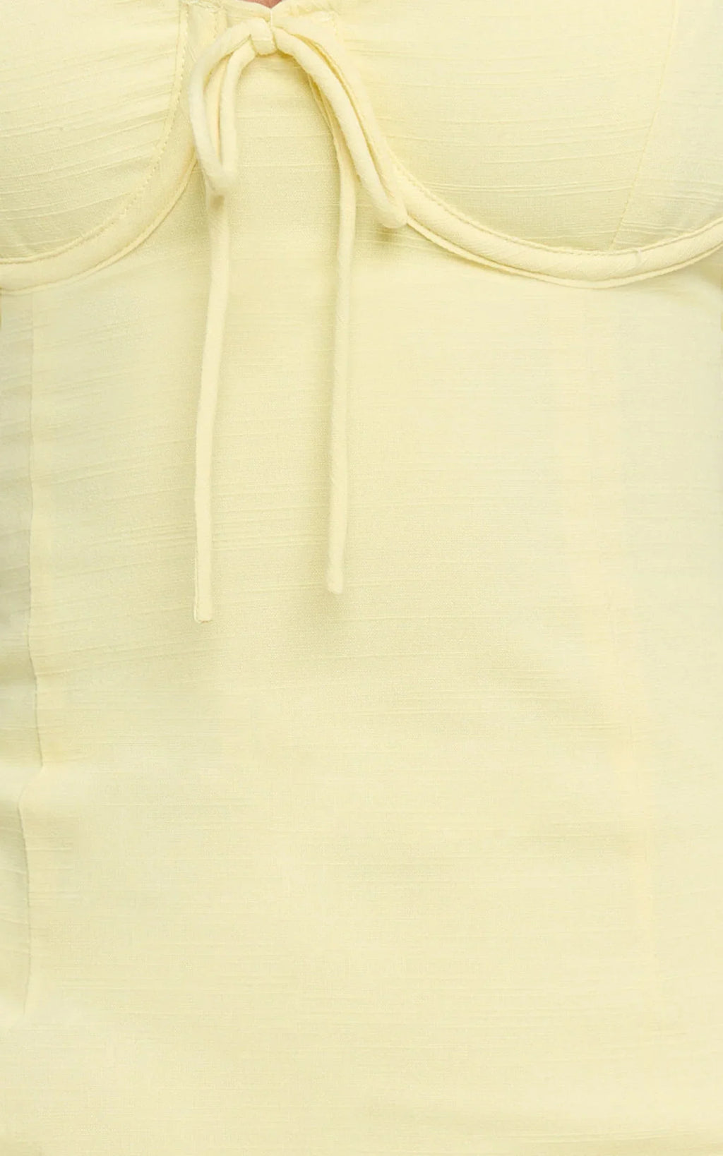 Mikayla Mini Linen Blend Dress - Sweetheart Ruched Bust Fitted Dress in Lemon