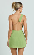 Eliana Mini Dress - Chain Back Slip Dress in Green