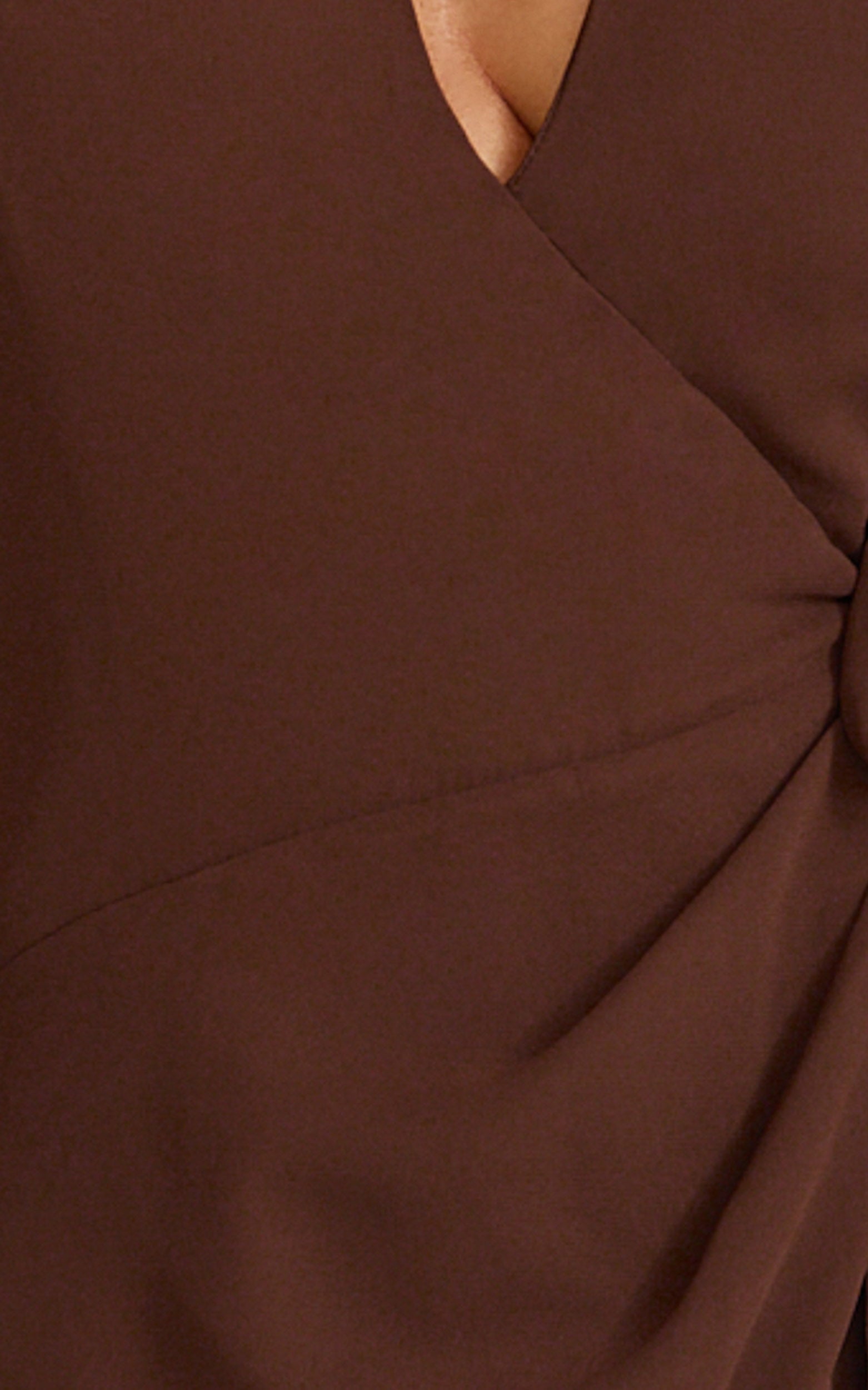 Eva Mini Dress - Plunge Halter Wrap Dress in Chocolate