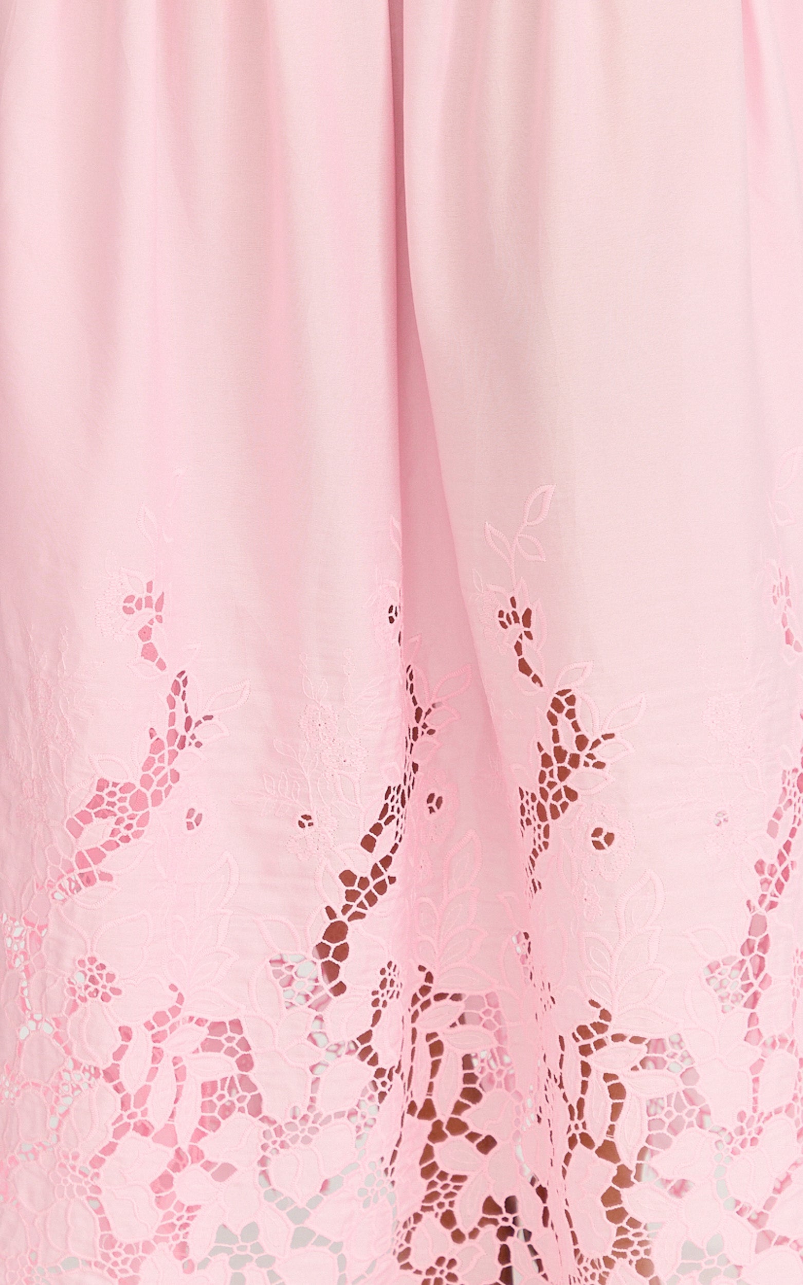 Everly Maxi Dress - Straight Neck Broderie Cut Out Hem Dress in Pink