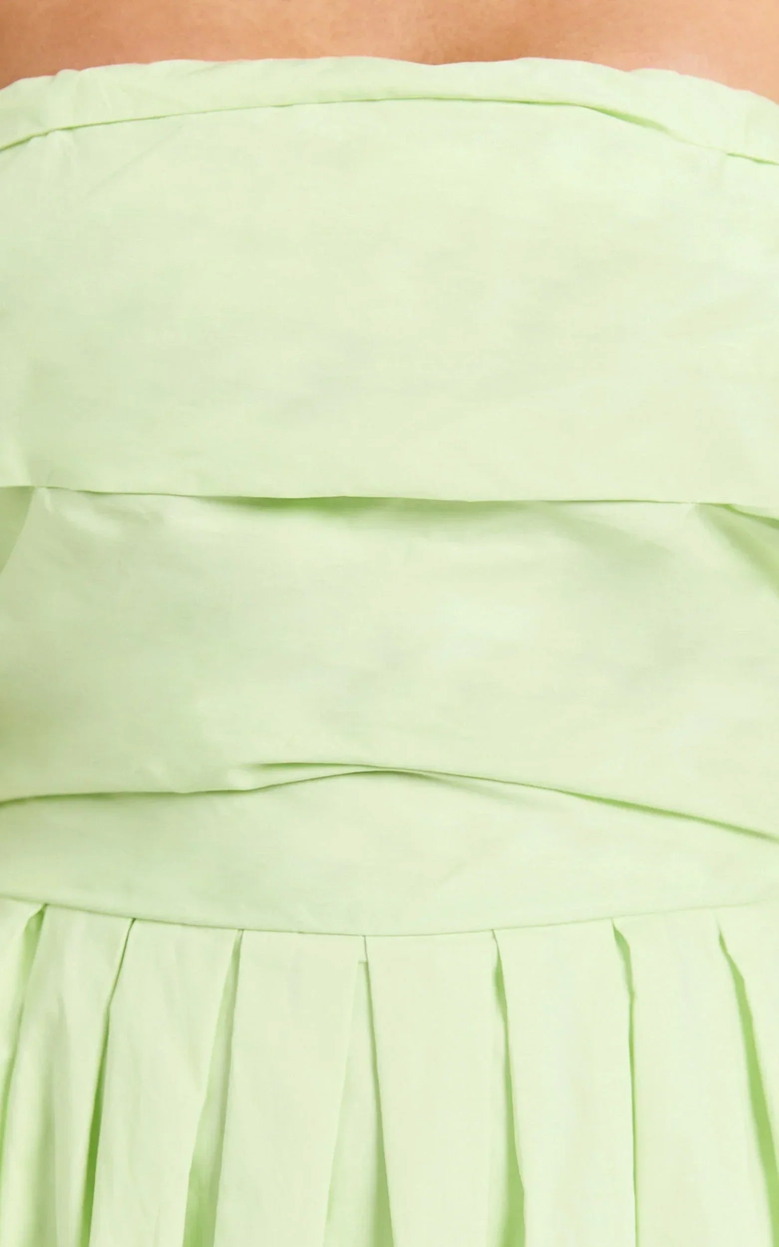 Annie Midi Dress - Off The Shoulder Ruffle Sleeve Pleated Dress in Lime