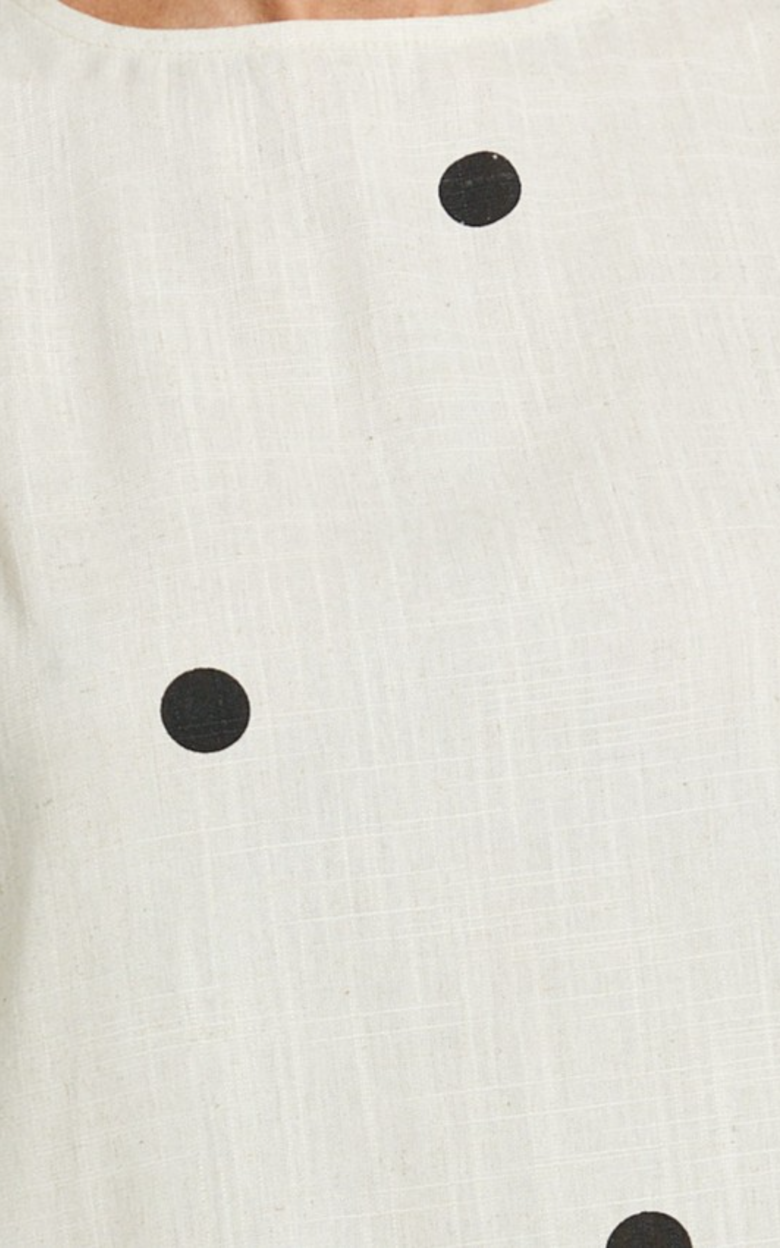 Faye Mini Dress - Sleeveless Shift Dress in Oatmeal Polka Dot