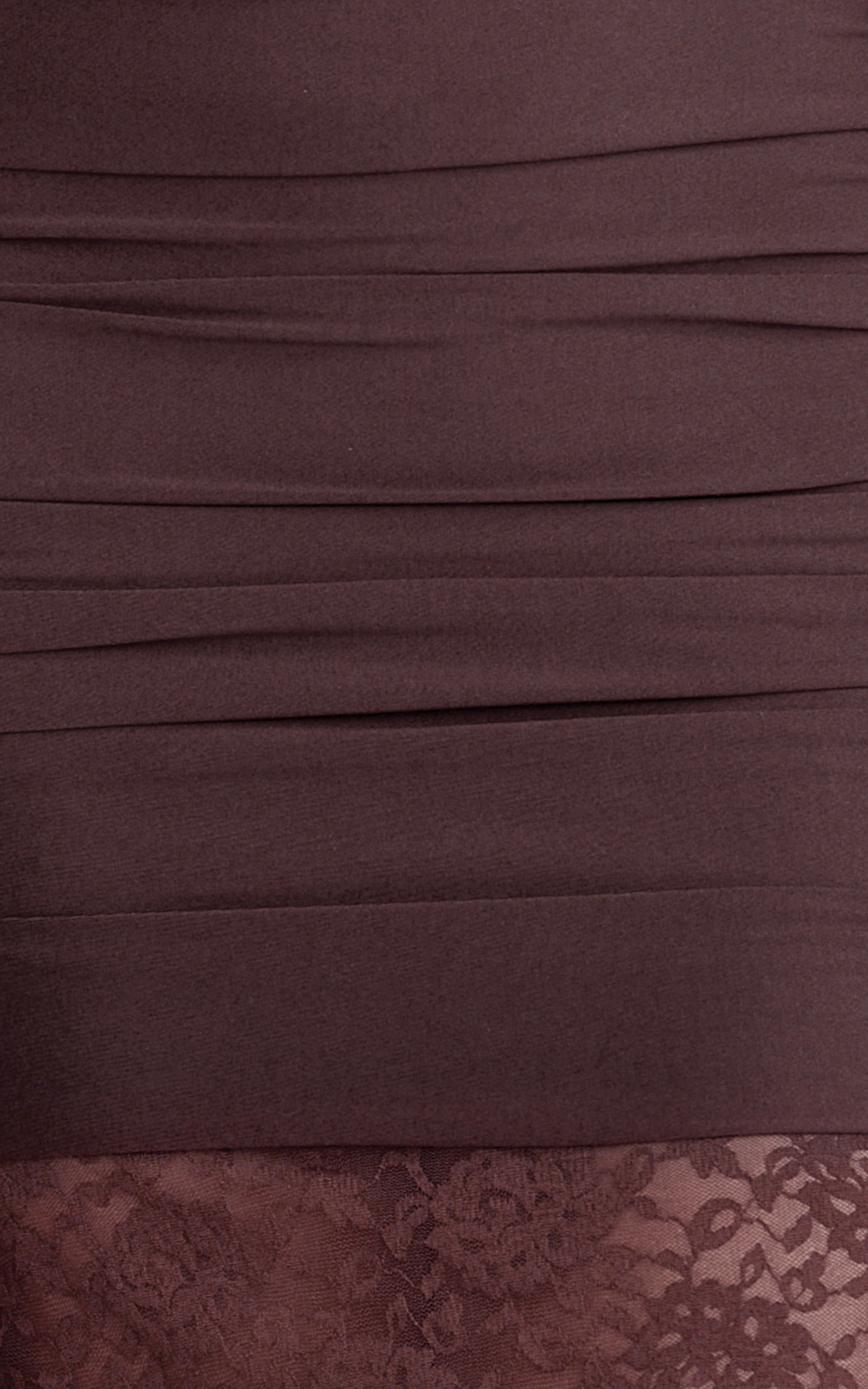 Ferguson Maxi Dress - One Shoulder Draped Jersey and Lace Dress in Chocolate
