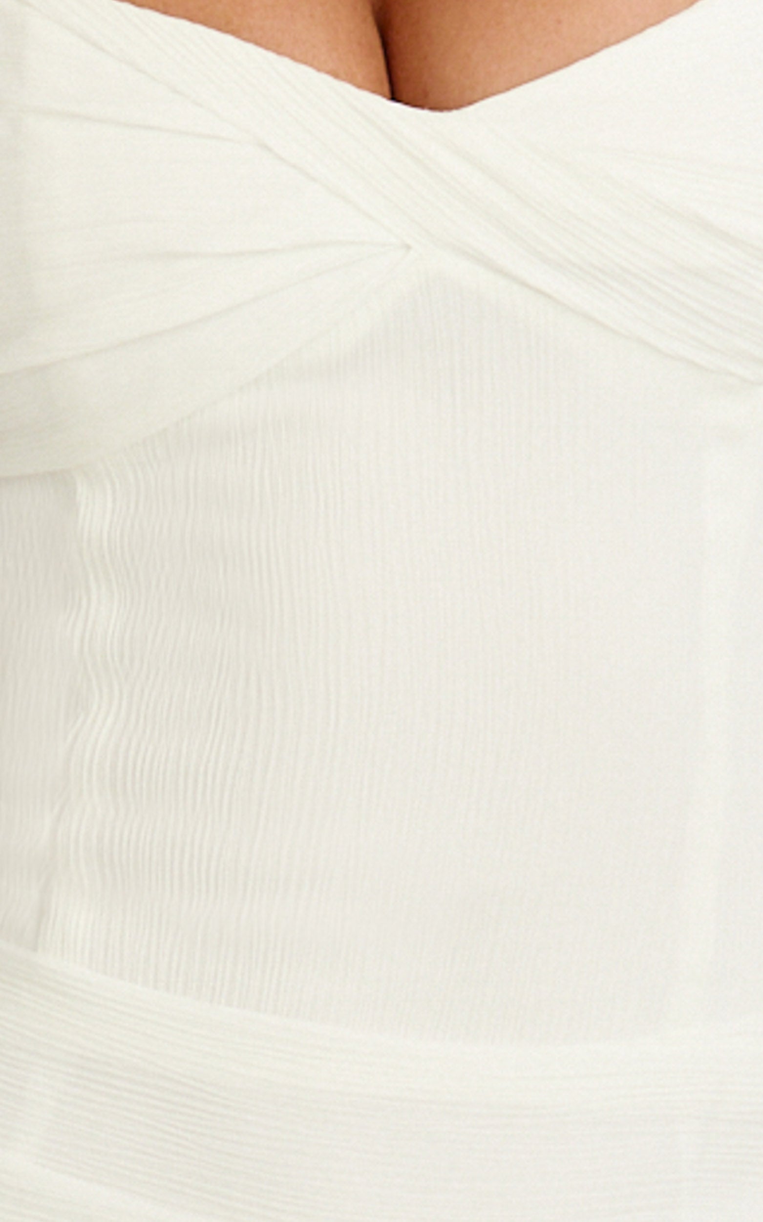Freya Maxi Dress - Twist Bust Detail Drop Waist Dress in White