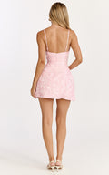 Gianni Mini Dress -  Plunge A Line Low Back Dress in Pink