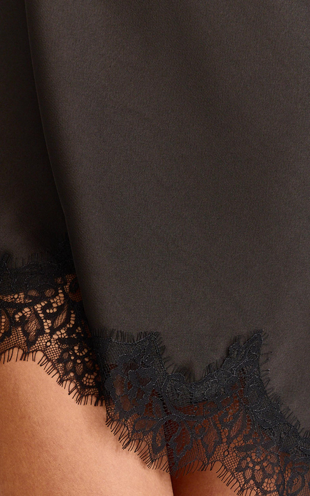 Iris Mini Dress - Lace Trim Asymmetrical Camisole Dress in Black