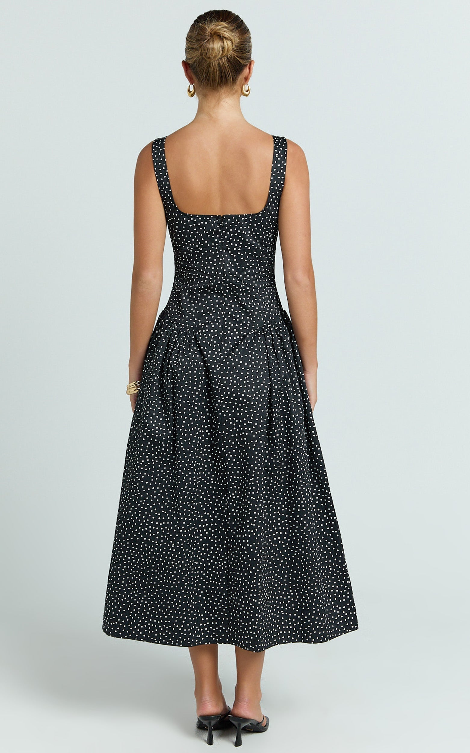 Lioness - Luna Rosa Midi Dress in Noir Polka