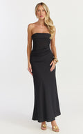 Lottie Midi Dress - Strapless Dress in Black