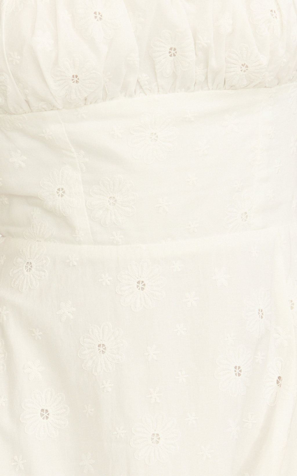 Lyra Midi Dress - Broderie Ruched Bust Halter Neck Dress in White