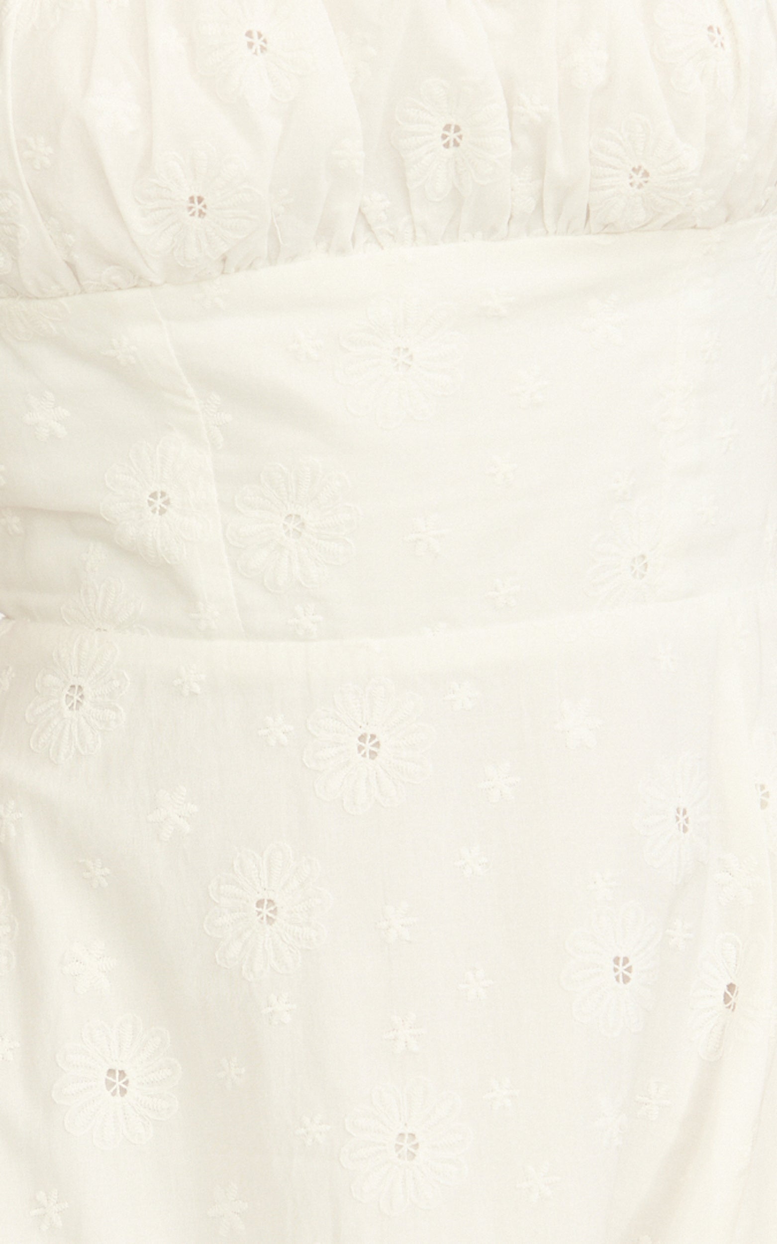 Lyra Midi Dress - Broderie Ruched Bust Halter Neck Dress in White
