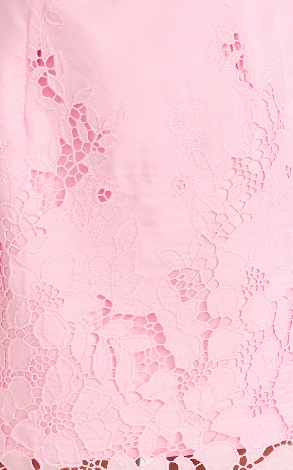 Maisie Mini Dress - Broderie Cut Out Border Hem Dress in Pink