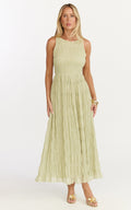 Paloma Midi Dress - Ruched Shift Dress in Sage