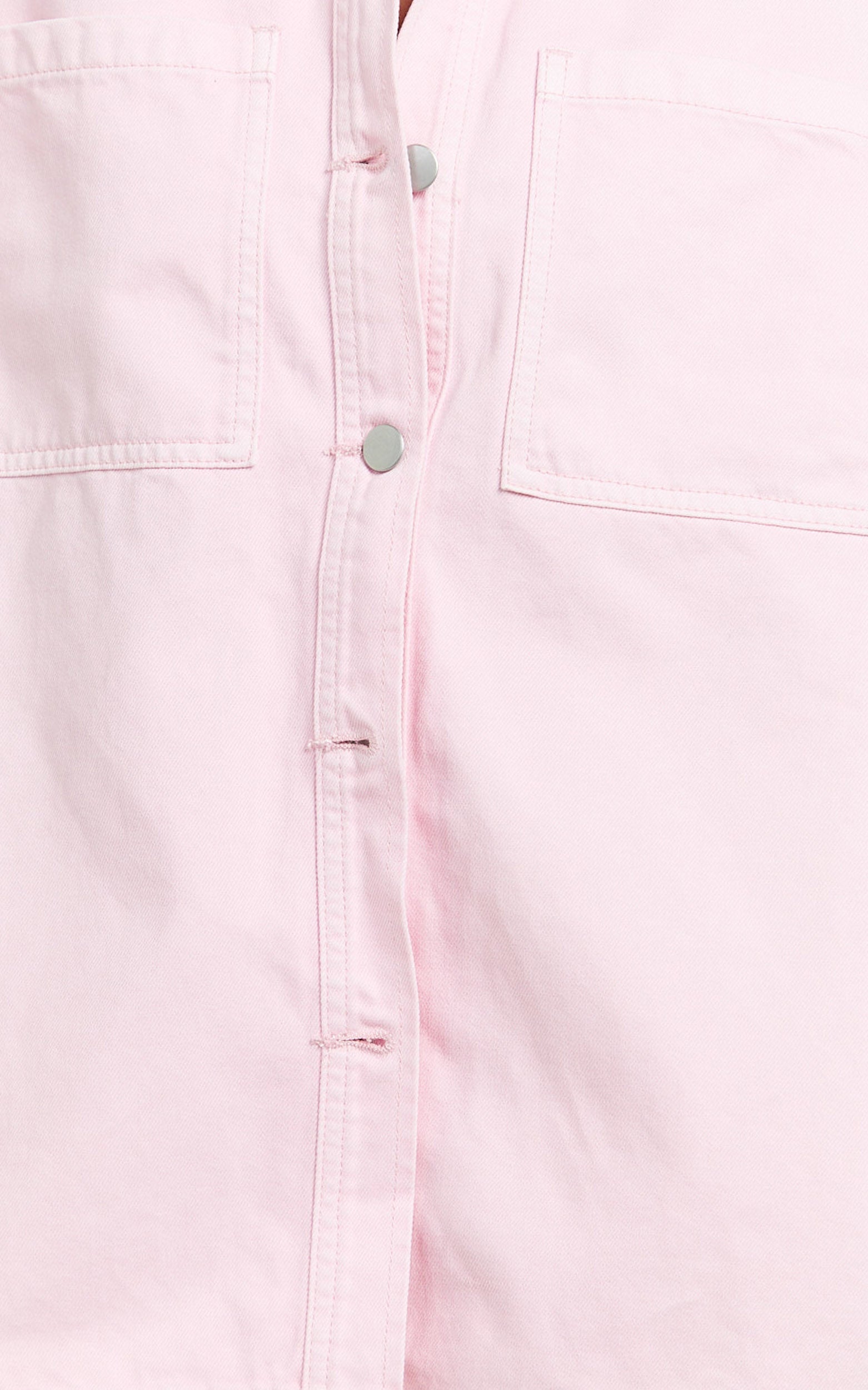 Rhianna Top - Oversized Recycled Denim Short Sleeve Shirt in Pink