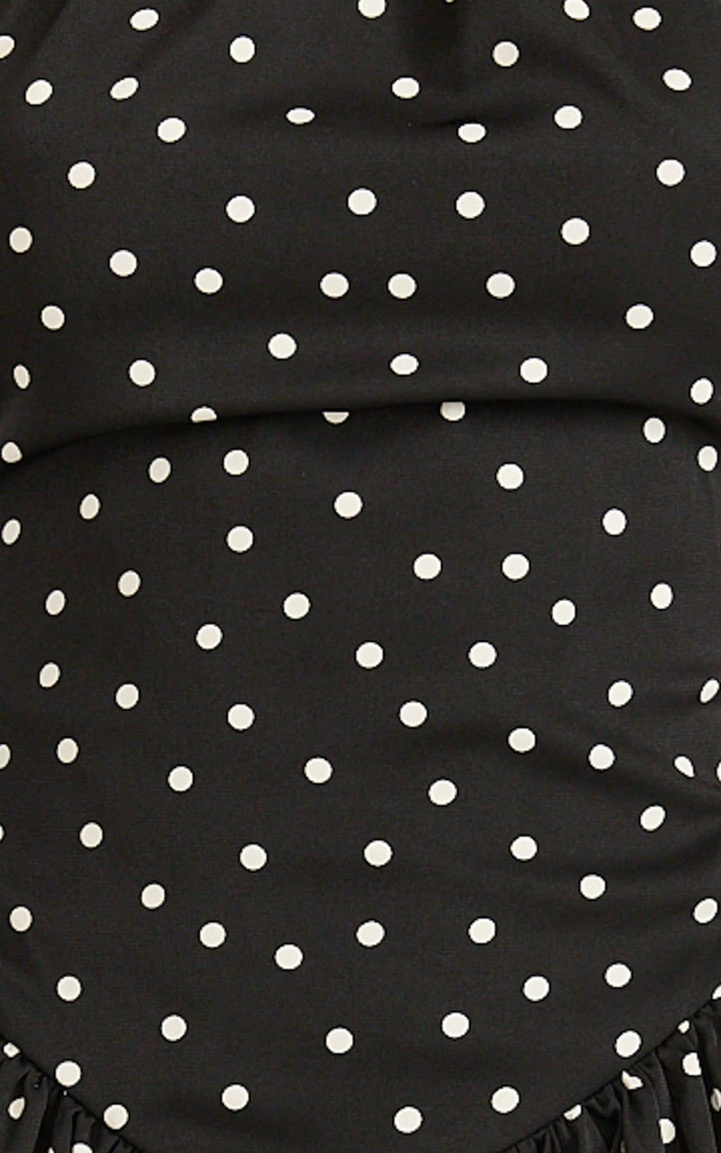 Ruby Mini Dress - Halter Neck Tie Drop V Waist  Gathered Dress in Black Polka Dot Print