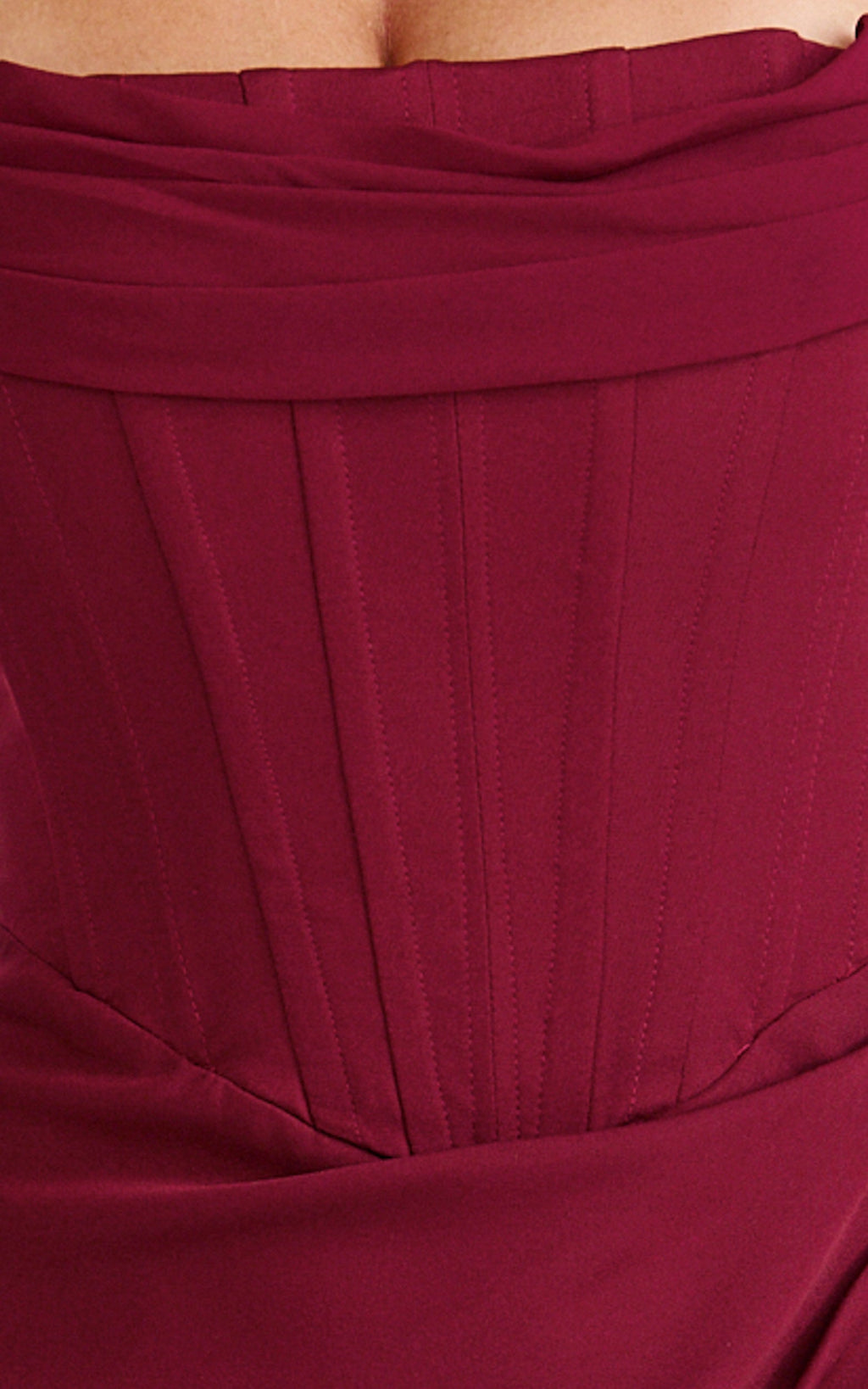 Tara Maxi Dress - Strapless Corset Drape Skirt Dress in Wine
