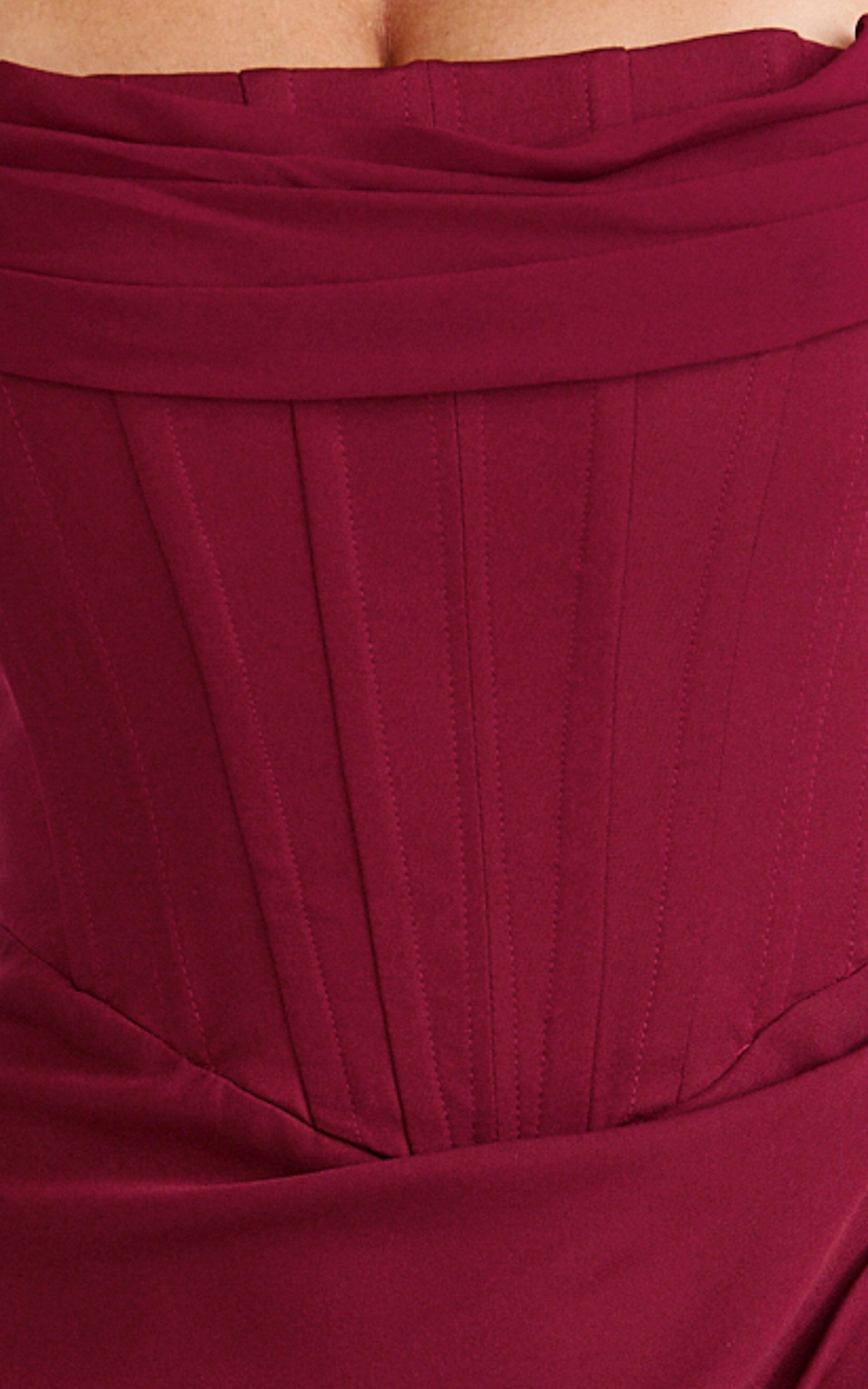 Tara Maxi Dress - Strapless Corset Drape Skirt Dress in Wine